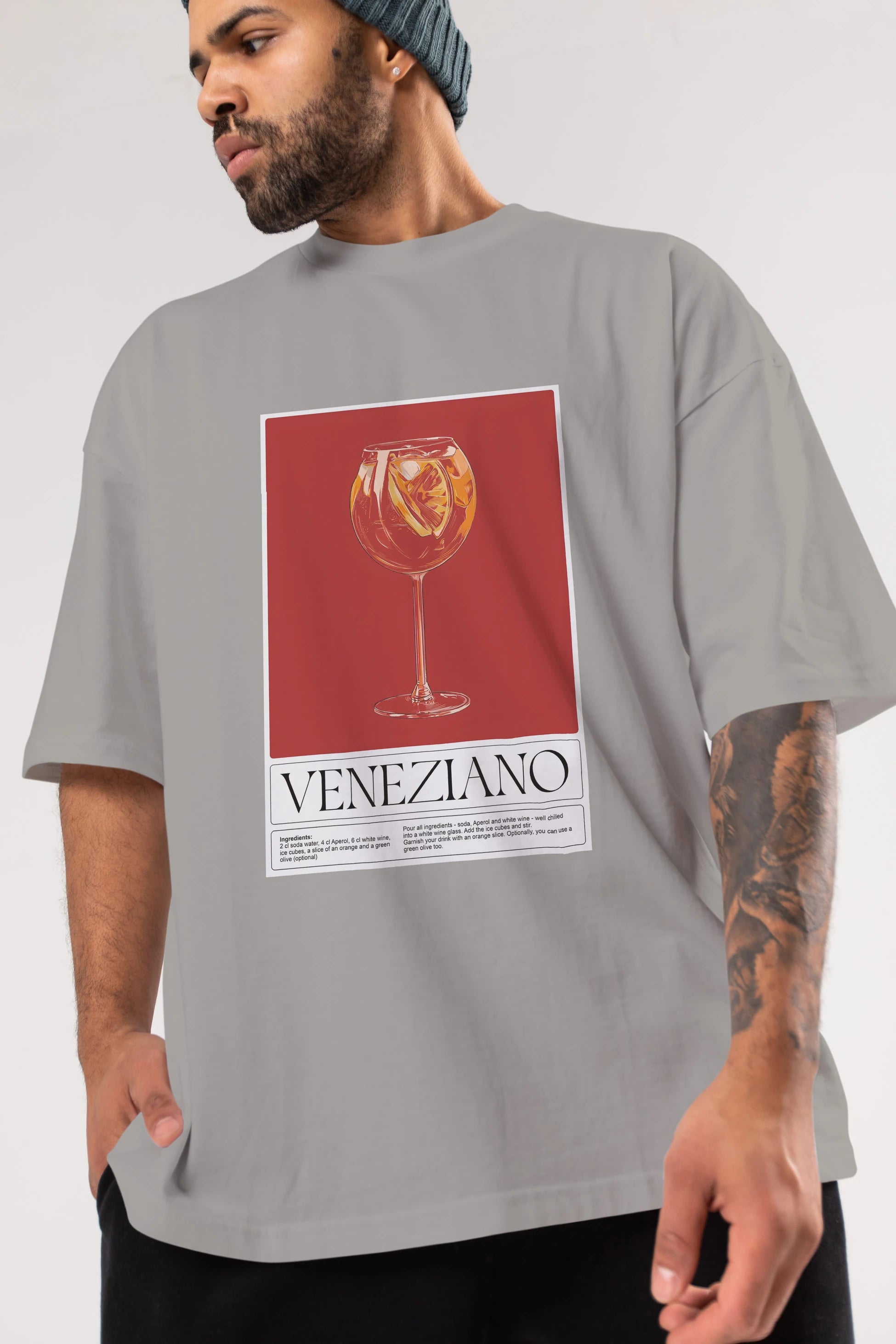 Veneziano Ön Baskılı Oversize t-shirt Erkek Kadın Unisex %100 Pamuk Bisiklet Yaka tişort