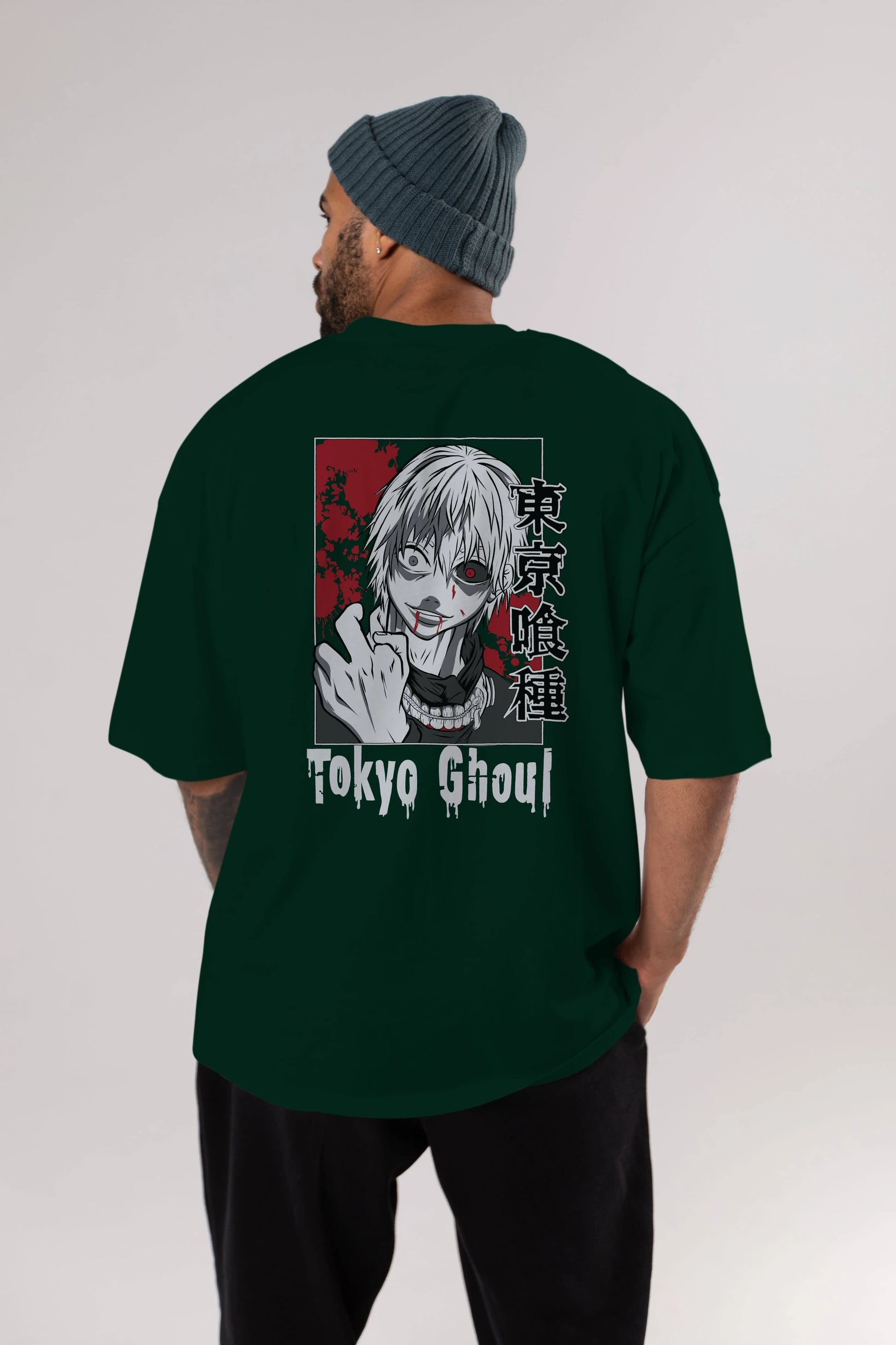 Kaneki Ken TOKYO GHOUL Anime Arka Baskılı Oversize t-shirt Erkek Kadın Unisex