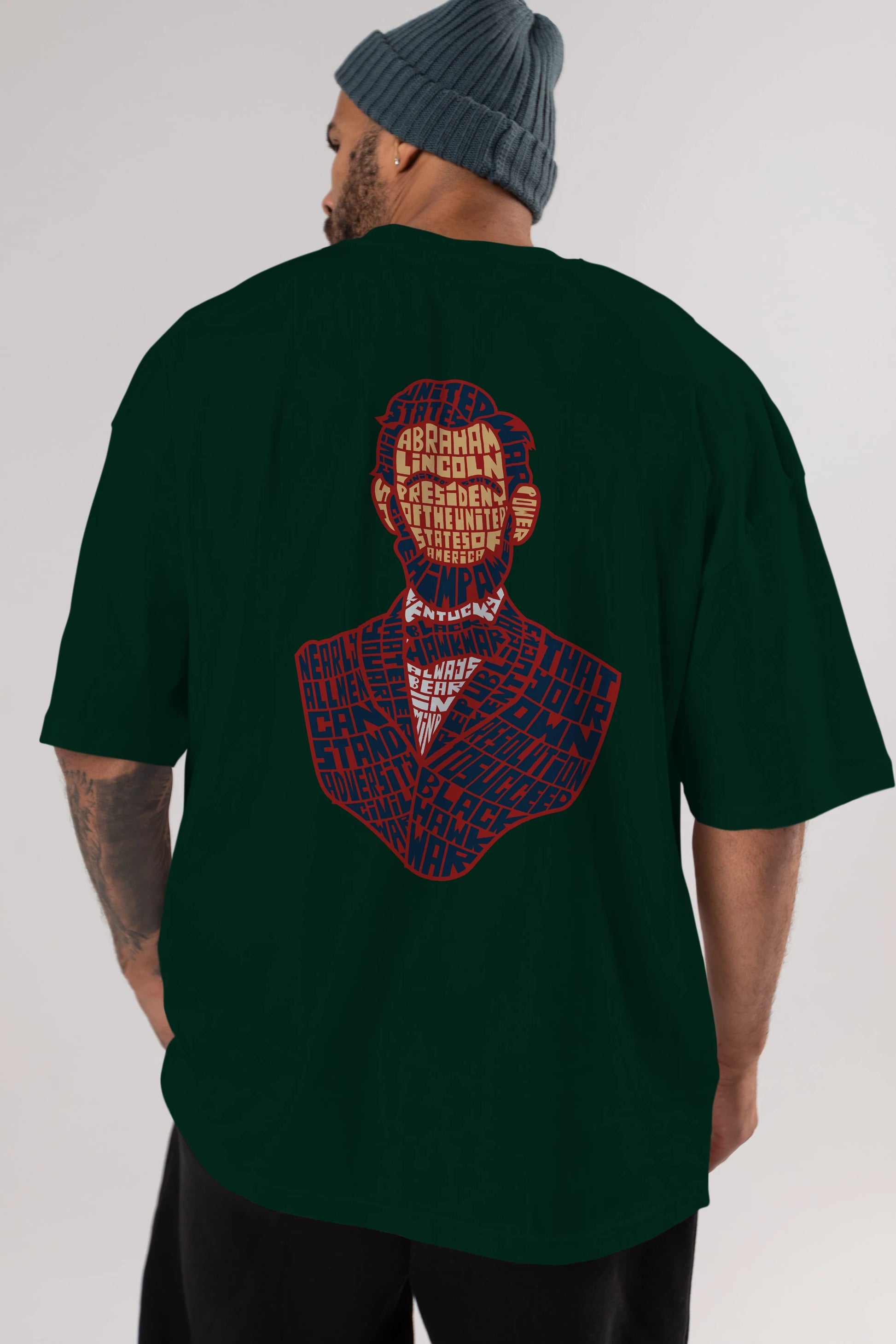 Abraham Lincoln Arka Baskılı Oversize t-shirt %100 pamuk Erkek Kadın Unisex