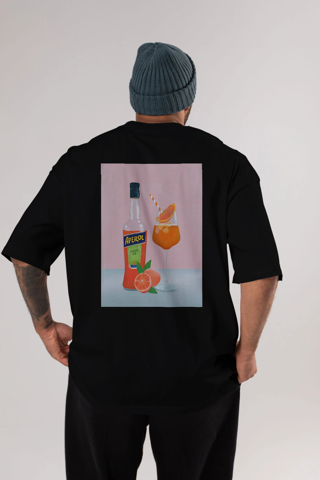 Aperol Spritz 3 Arka Baskılı Oversize t-shirt Erkek Kadın Unisex %100 Pamuk Bisiklet Yaka tişort