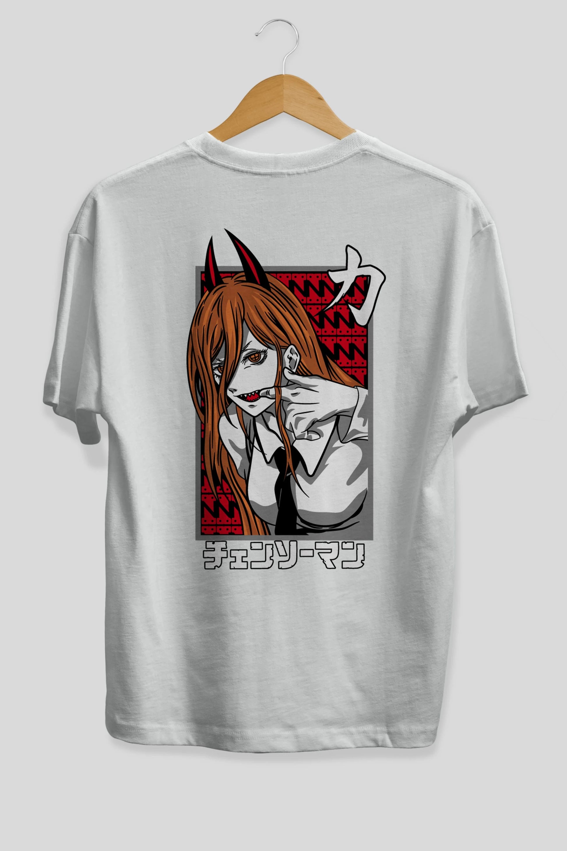 CHAINSAWMAN POWER Anime Arka Baskılı Oversize t-shirt Erkek Kadın Unisex