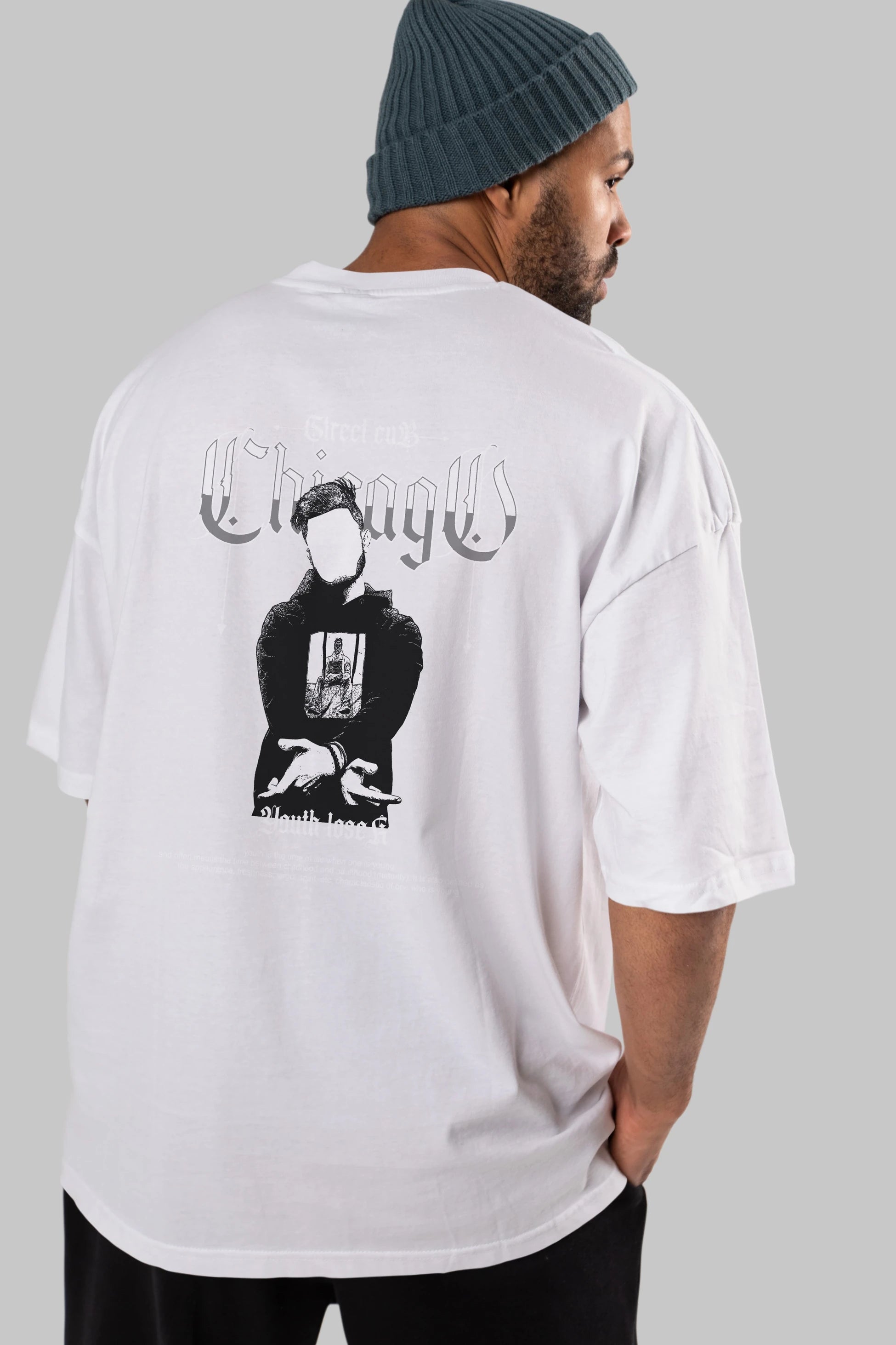 Chicago Street Club Arka Baskılı Oversize t-shirt Erkek Kadın Unisex
