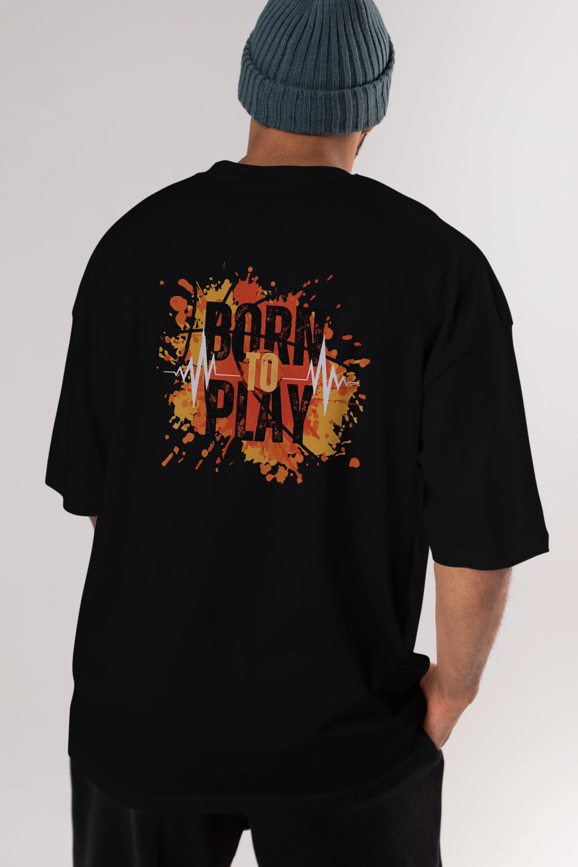 Born to Play Yazılı Arka Baskılı Oversize t-shirt Erkek Kadın Unisex