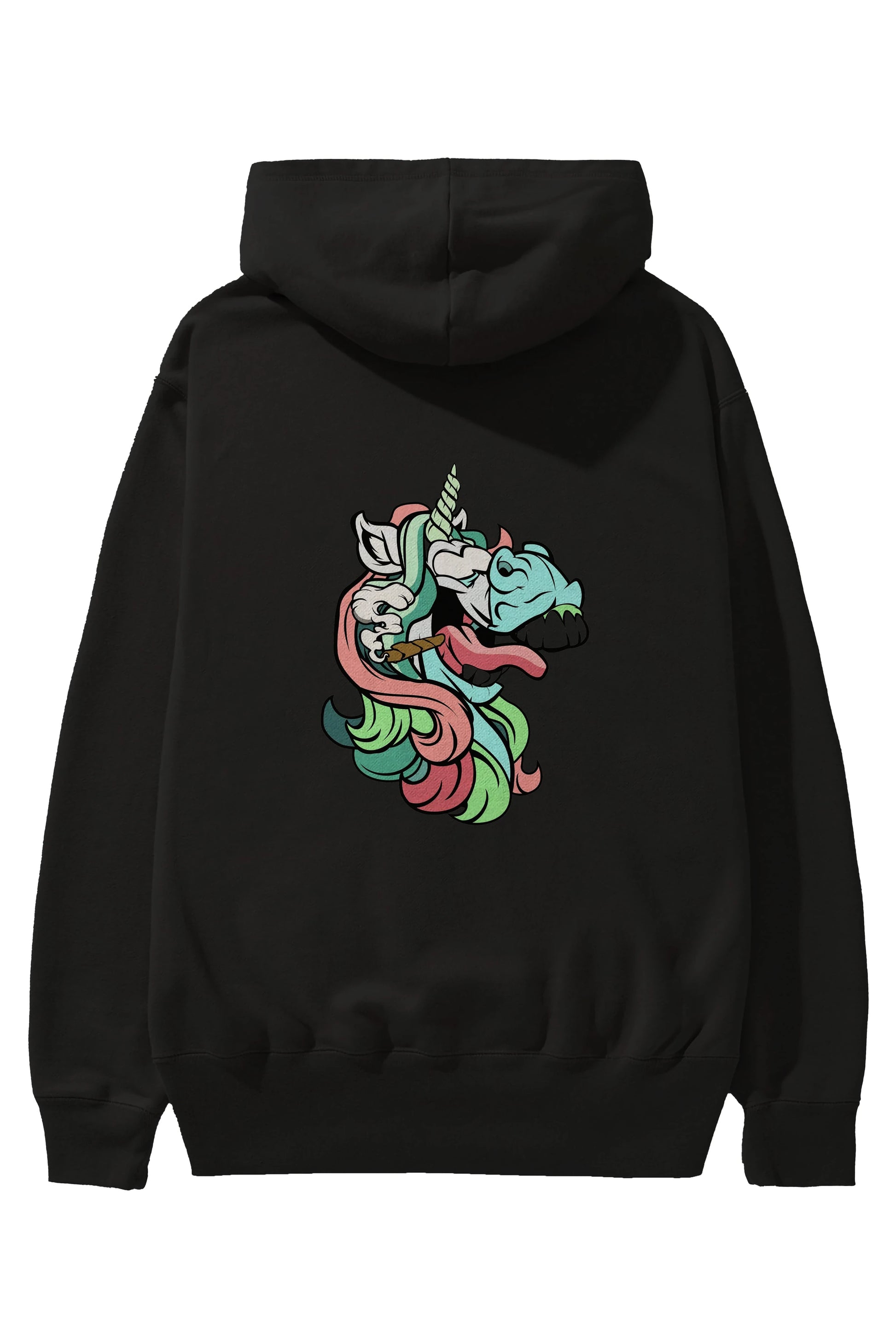 Crazy Unicorn Arka Baskılı Hoodie Oversize Kapüşonlu Sweatshirt Erkek Kadın Unisex