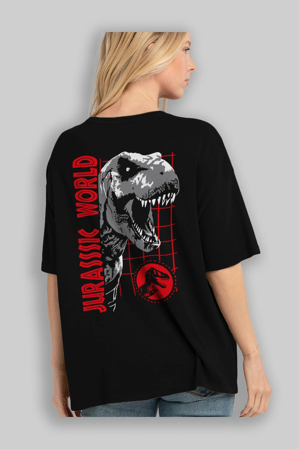 Jurassic Park (2) Arka Baskılı Oversize t-shirt Erkek Kadın Unisex %100 Pamuk Bisiklet Yaka tişort