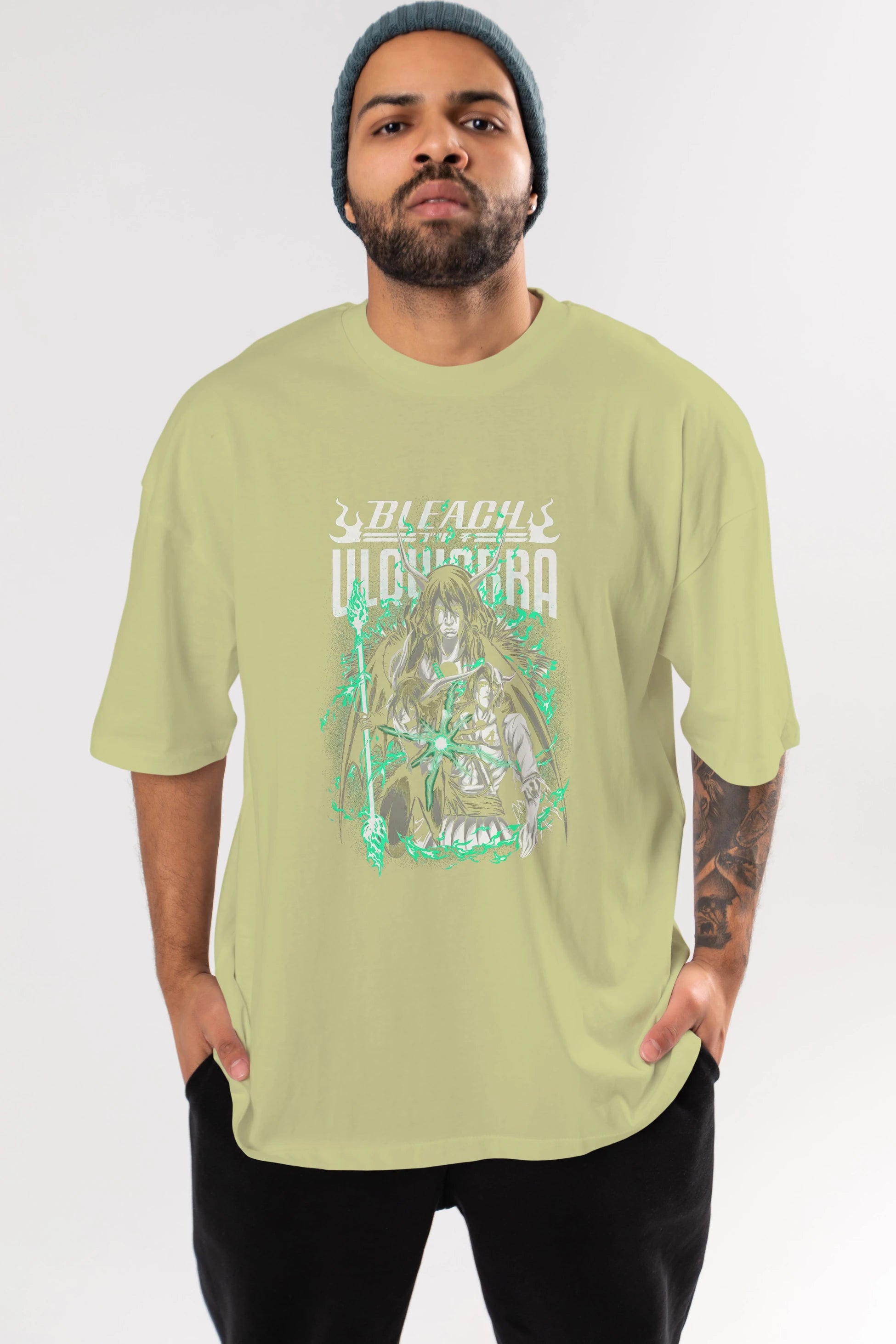 BLEACH(ULQUIARRA) Anime Ön Baskılı Oversize t-shirt %100 pamuk Erkek Kadın Unisex
