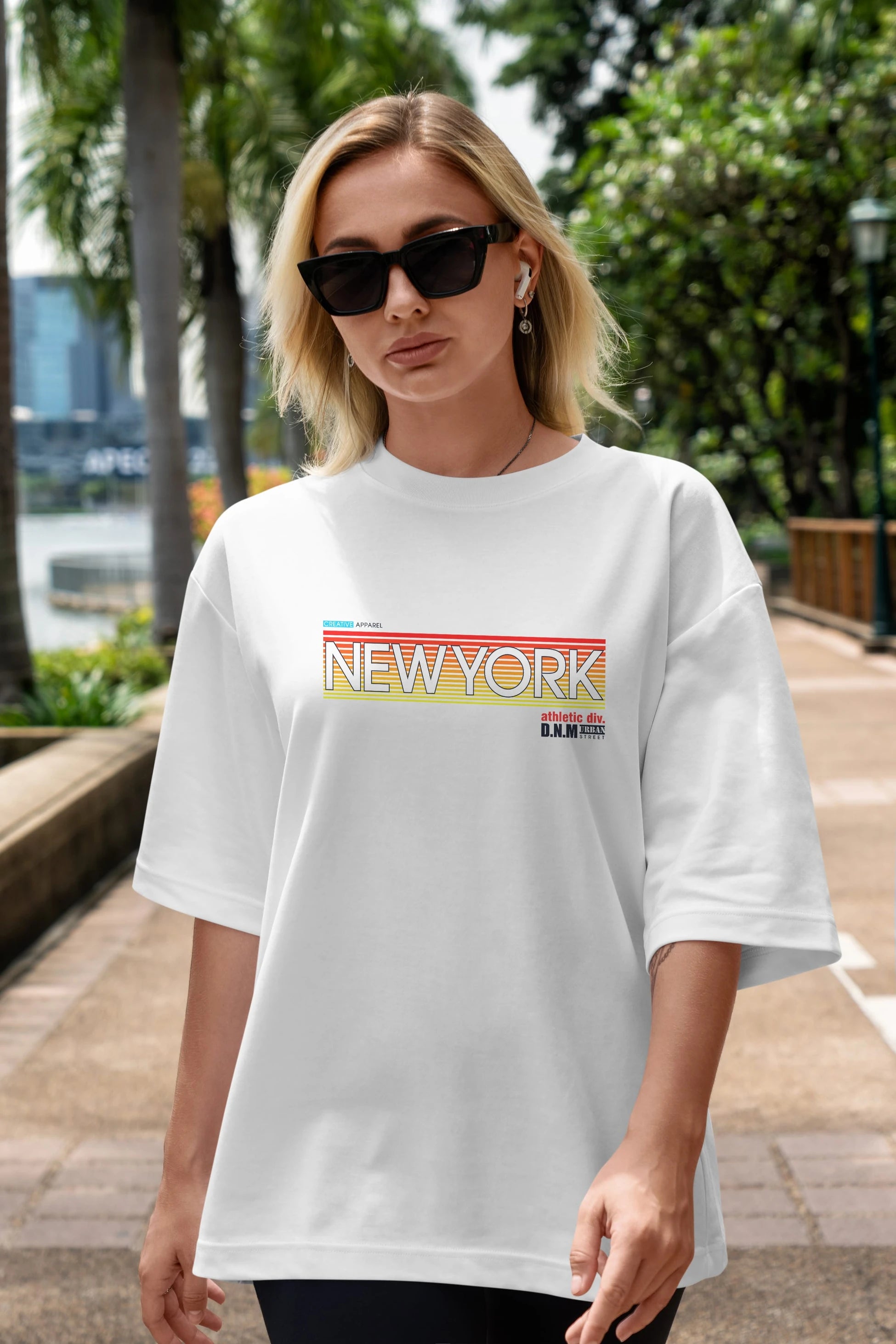 New York Denim Ön Baskılı Oversize t-shirt Erkek Kadın Unisex