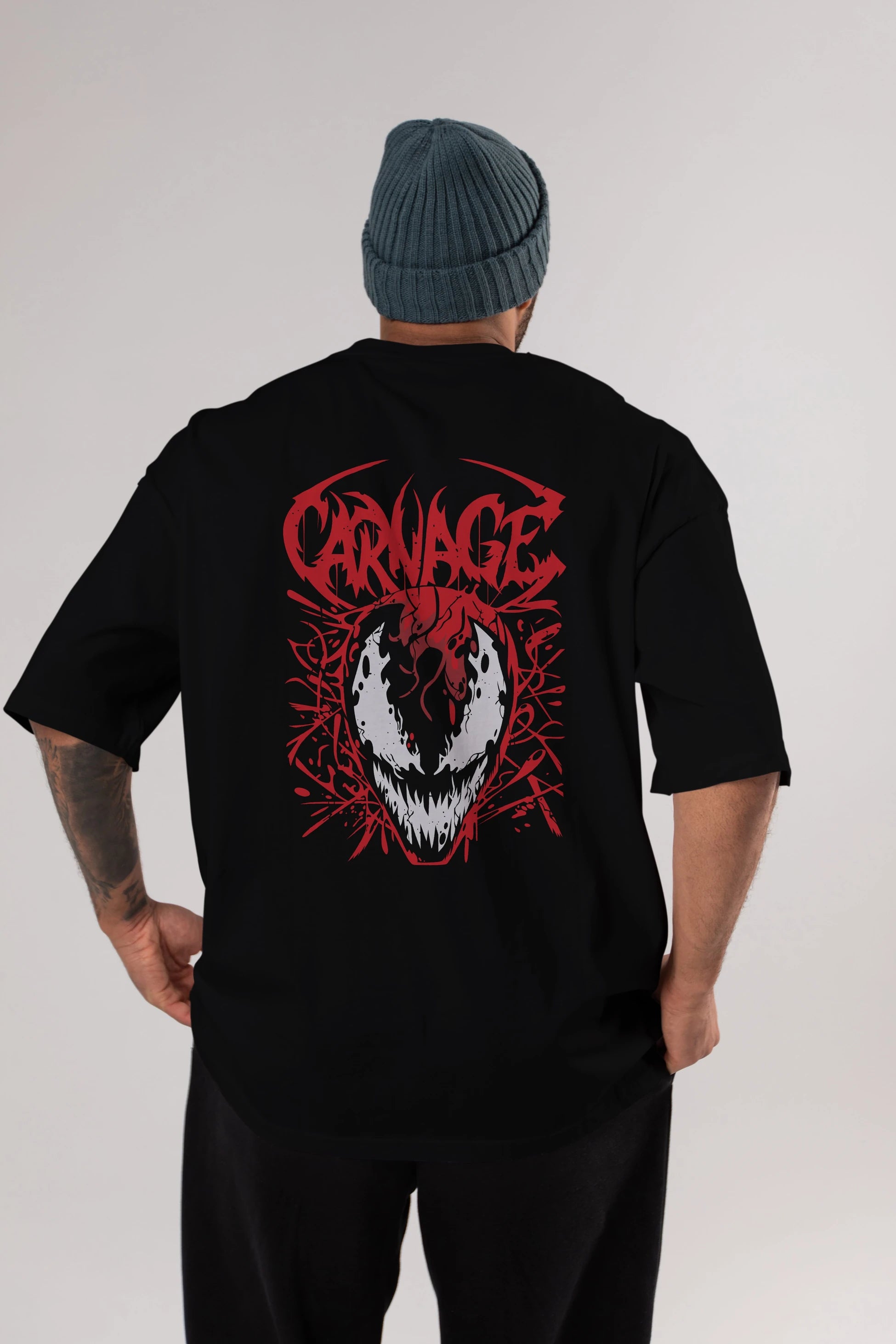 Venom (22) Arka Baskılı Oversize t-shirt Erkek Kadın Unisex %100 Pamuk Bisiklet Yaka tişort