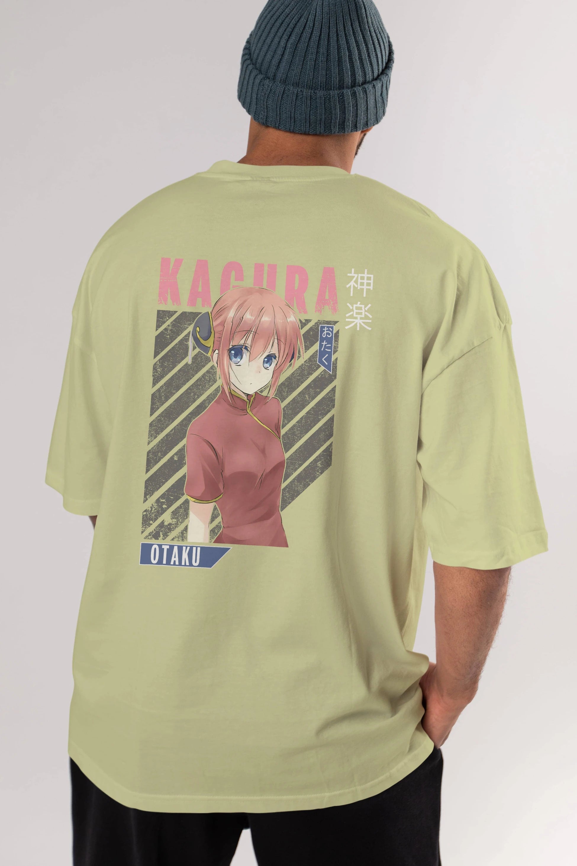 Kagura GINTAMA Anime Arka Baskılı Oversize t-shirt Erkek Kadın Unisex