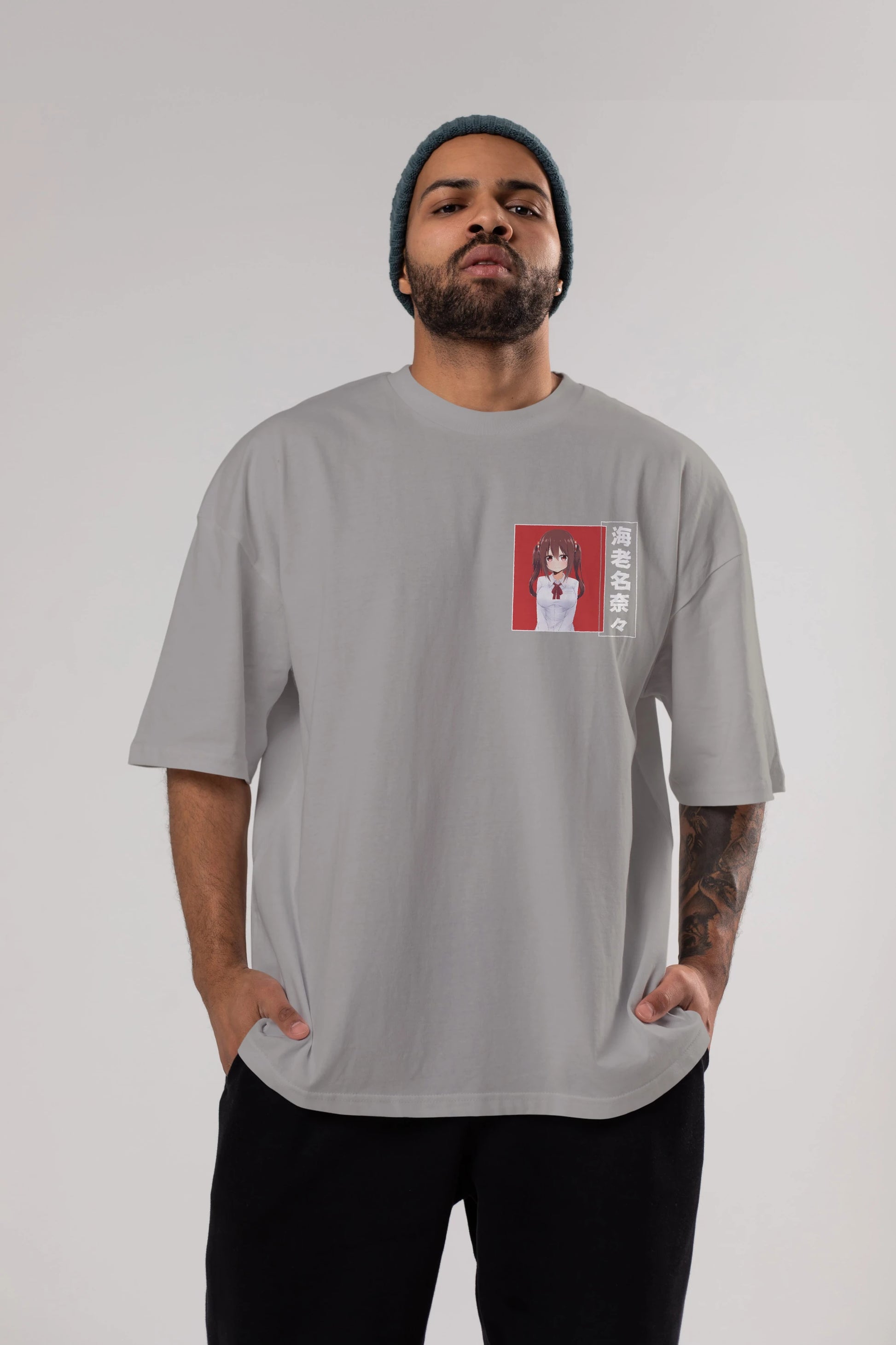 Nana Ebina 1 Ön Sol Baskılı Oversize t-shirt Erkek Kadın Unisex %100 Pamuk Bisiklet Yaka tişort