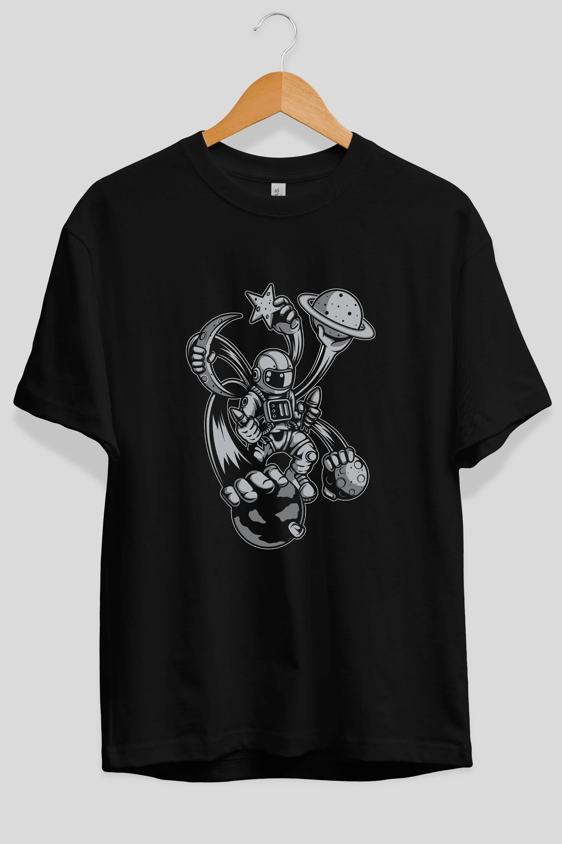 Astronaut Multiple Hands Ön Baskılı Oversize t-shirt Erkek Kadın Unisex