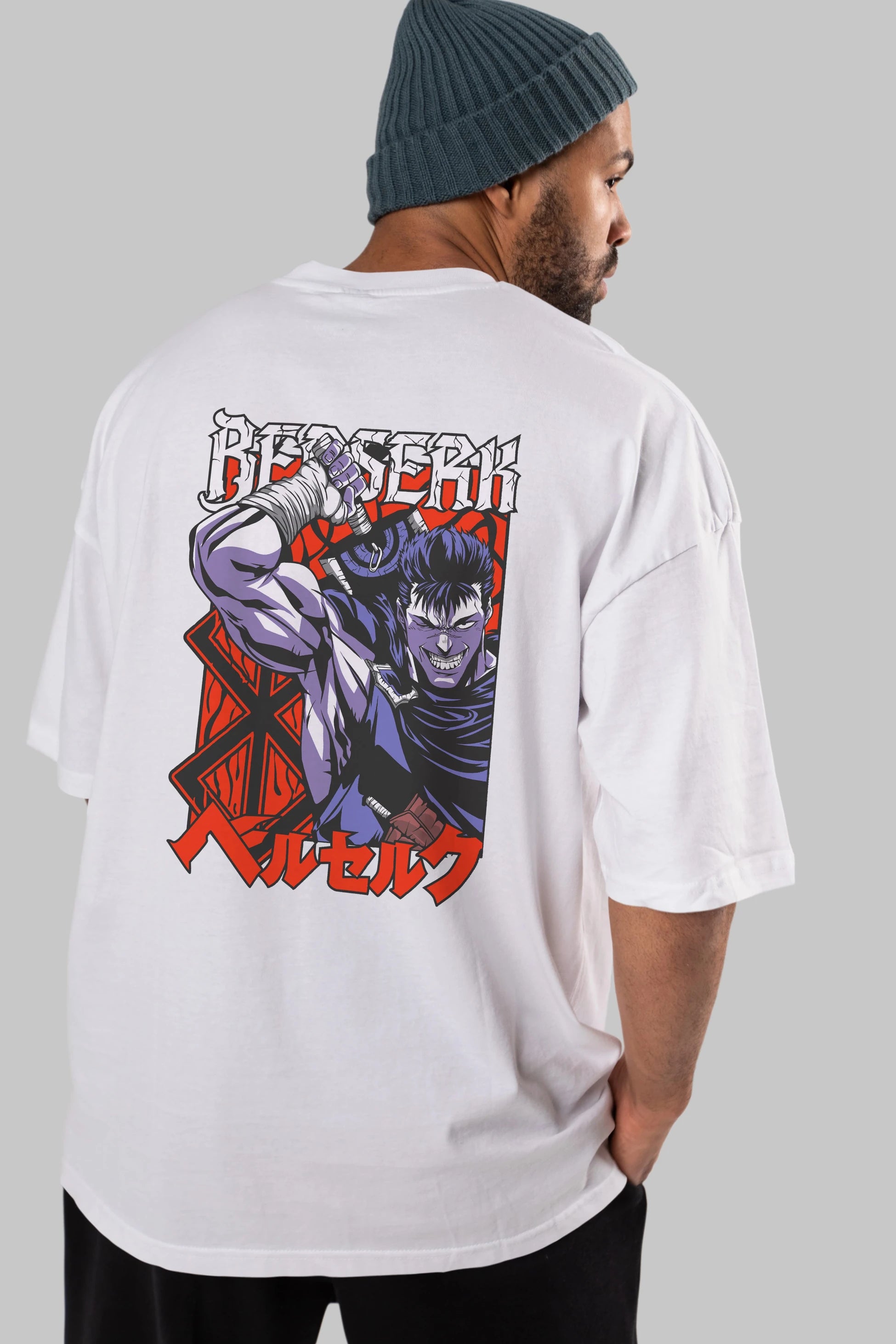 GUTS berserk Anime Arka Baskılı Oversize t-shirt Erkek Kadın Unisex