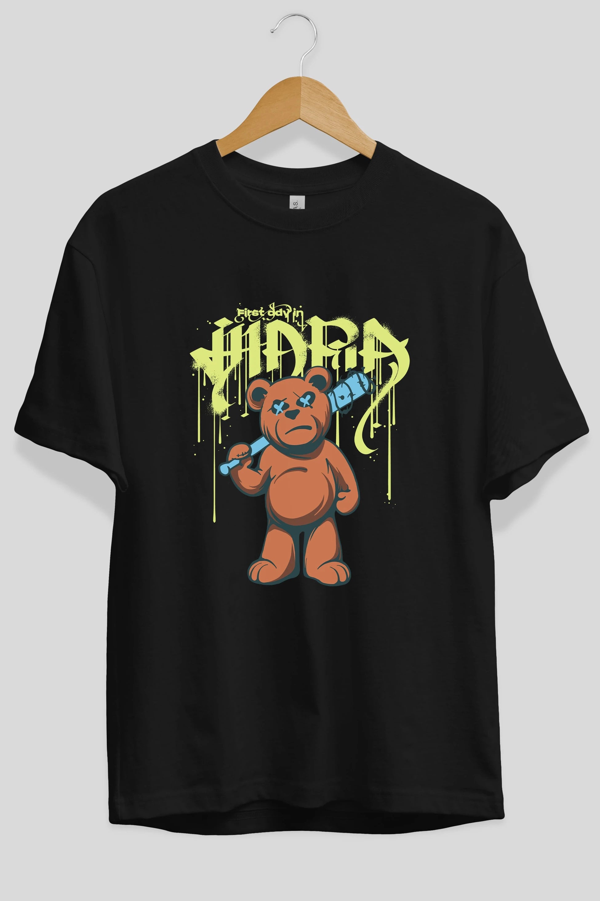 Hidra Bear Ön Baskılı Oversize t-shirt Erkek Kadın Unisex
