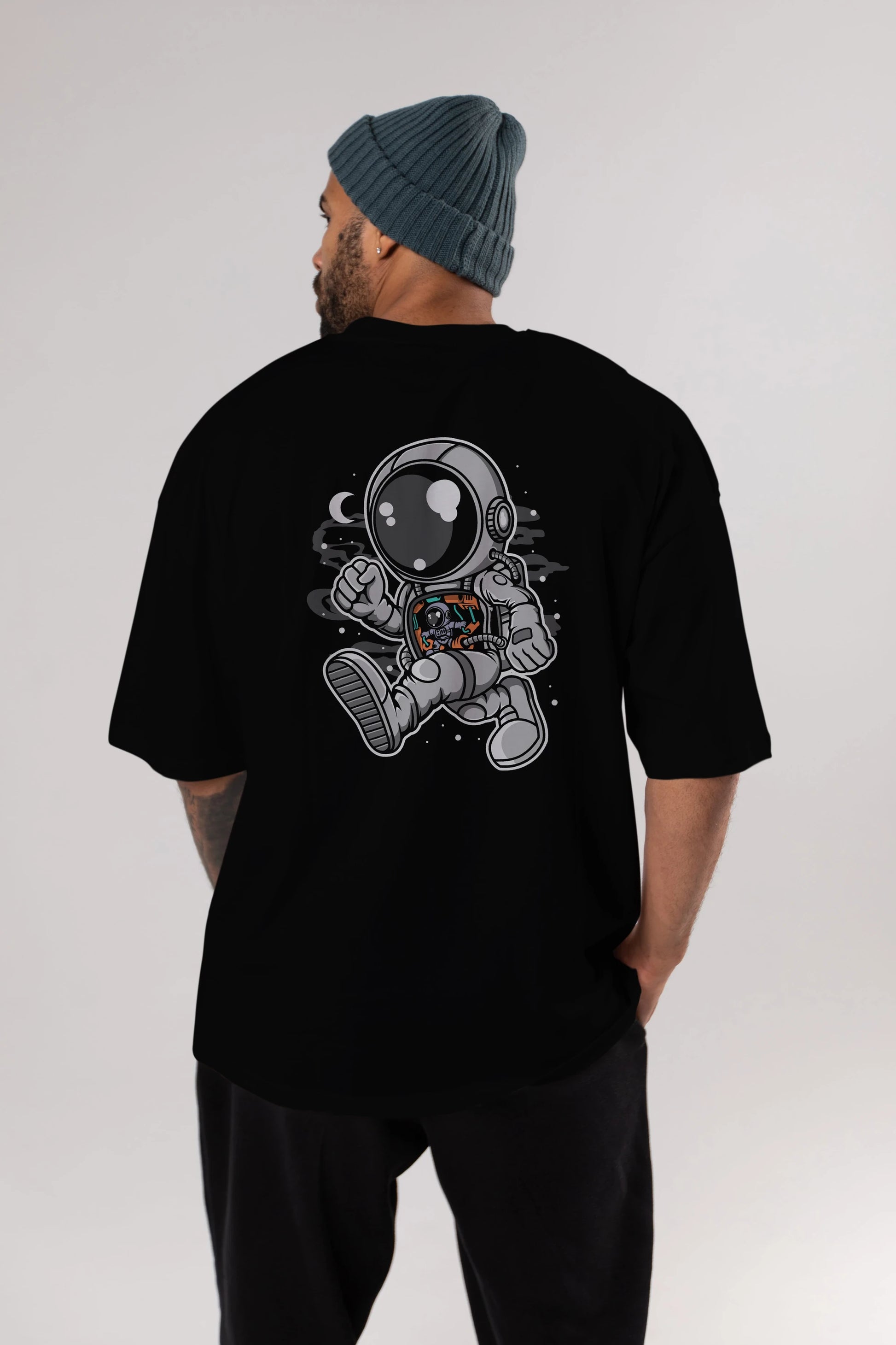 Astronaut Robotic Machine Arka Baskılı Oversize t-shirt Erkek Kadın Unisex
