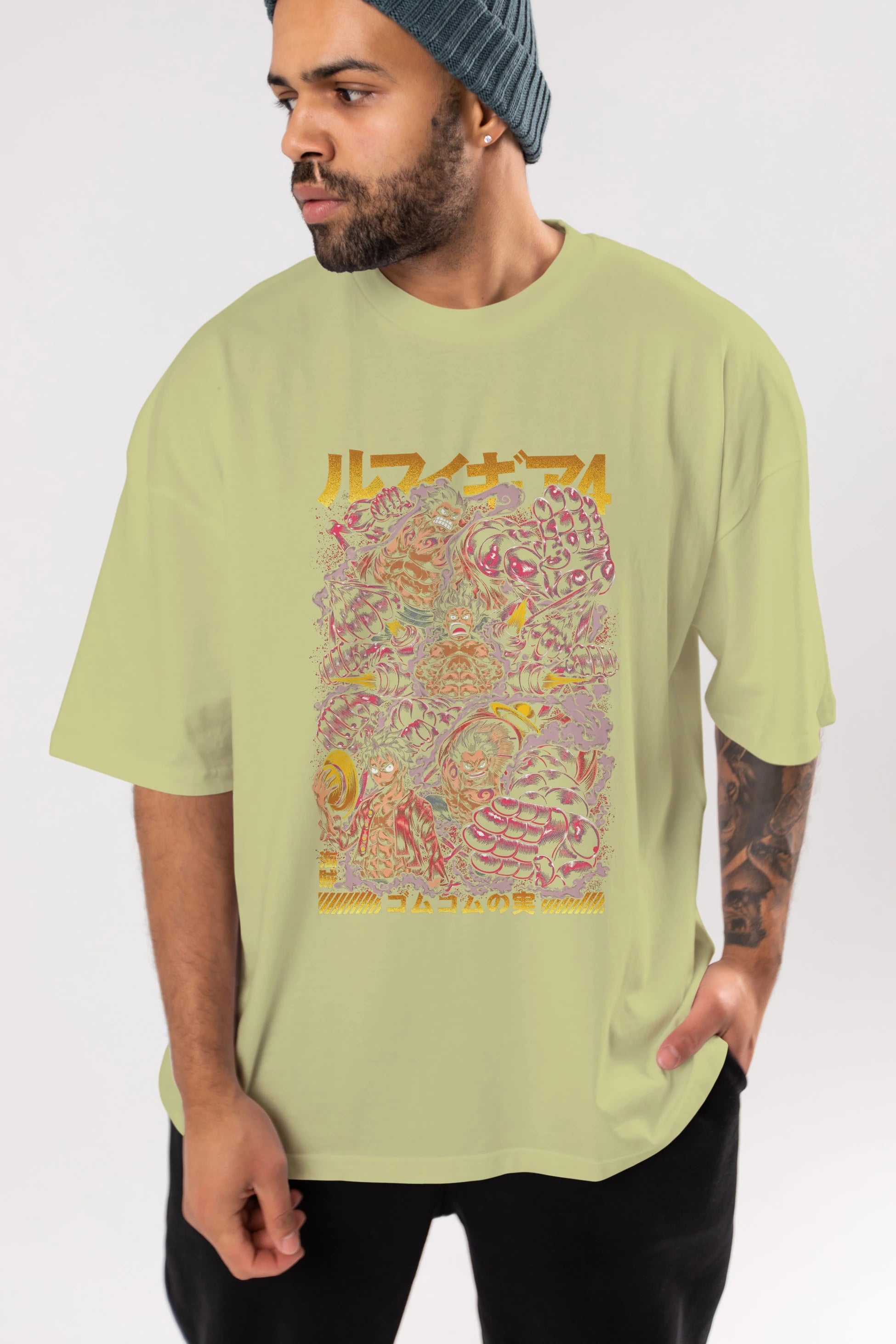 MONKEY D. LUFFY (2) Anime Ön Baskılı Oversize t-shirt %100 pamuk Erkek Kadın Unisex