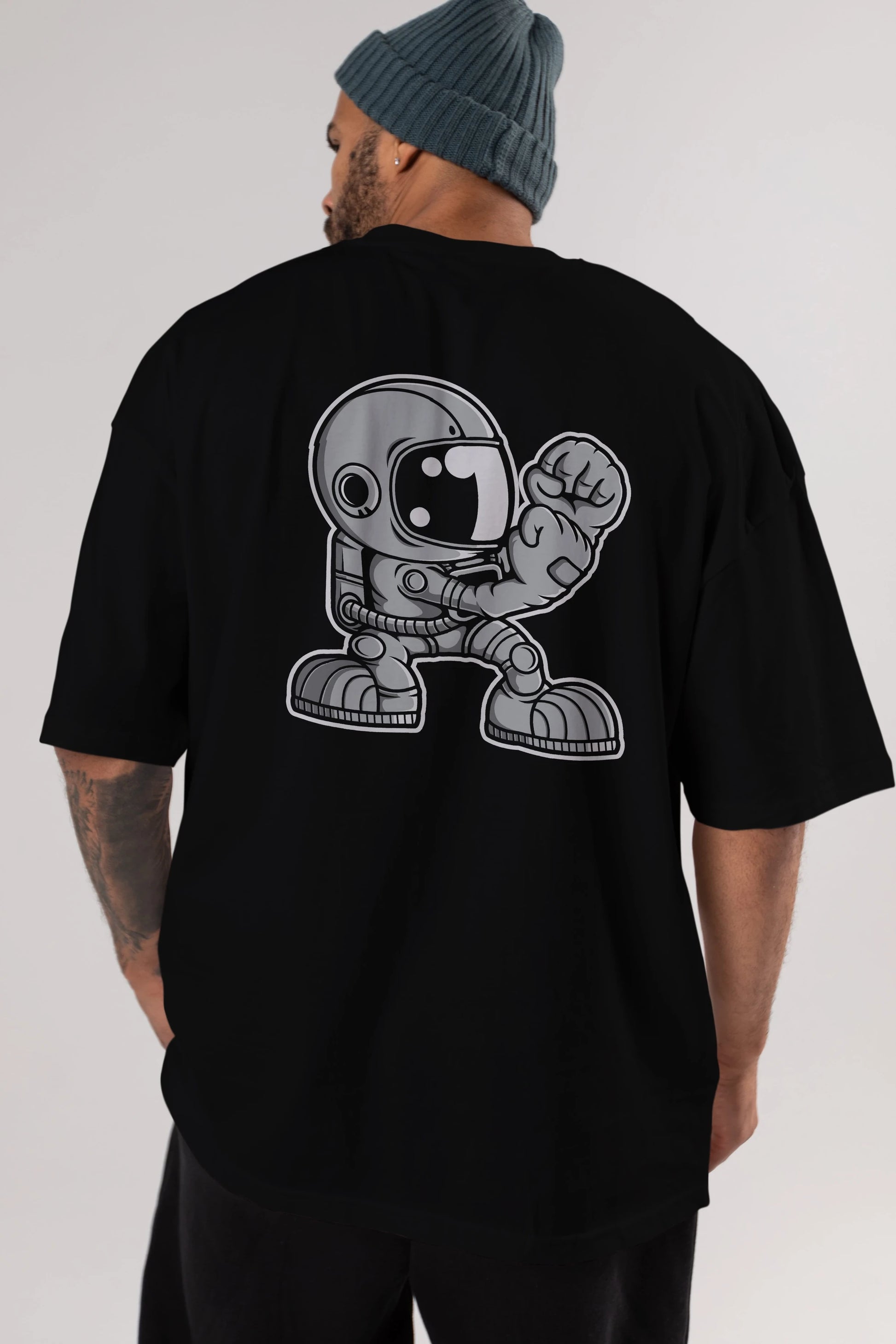 Astronaut Fighting Irish Arka Baskılı Oversize t-shirt Erkek Kadın Unisex