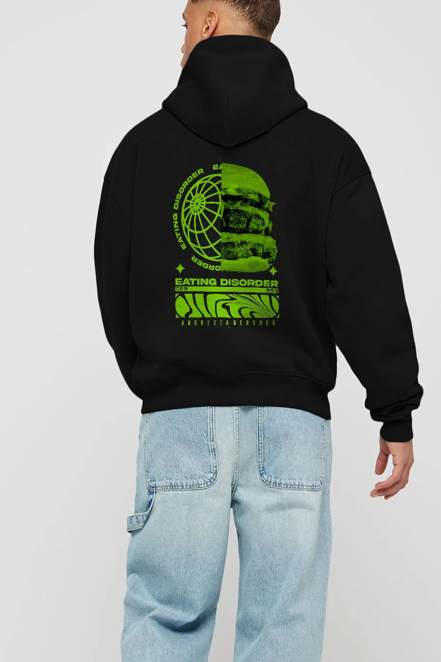 Eating Disorder Arka Baskılı Hoodie Oversize Kapüşonlu Sweatshirt Erkek Kadın Unisex