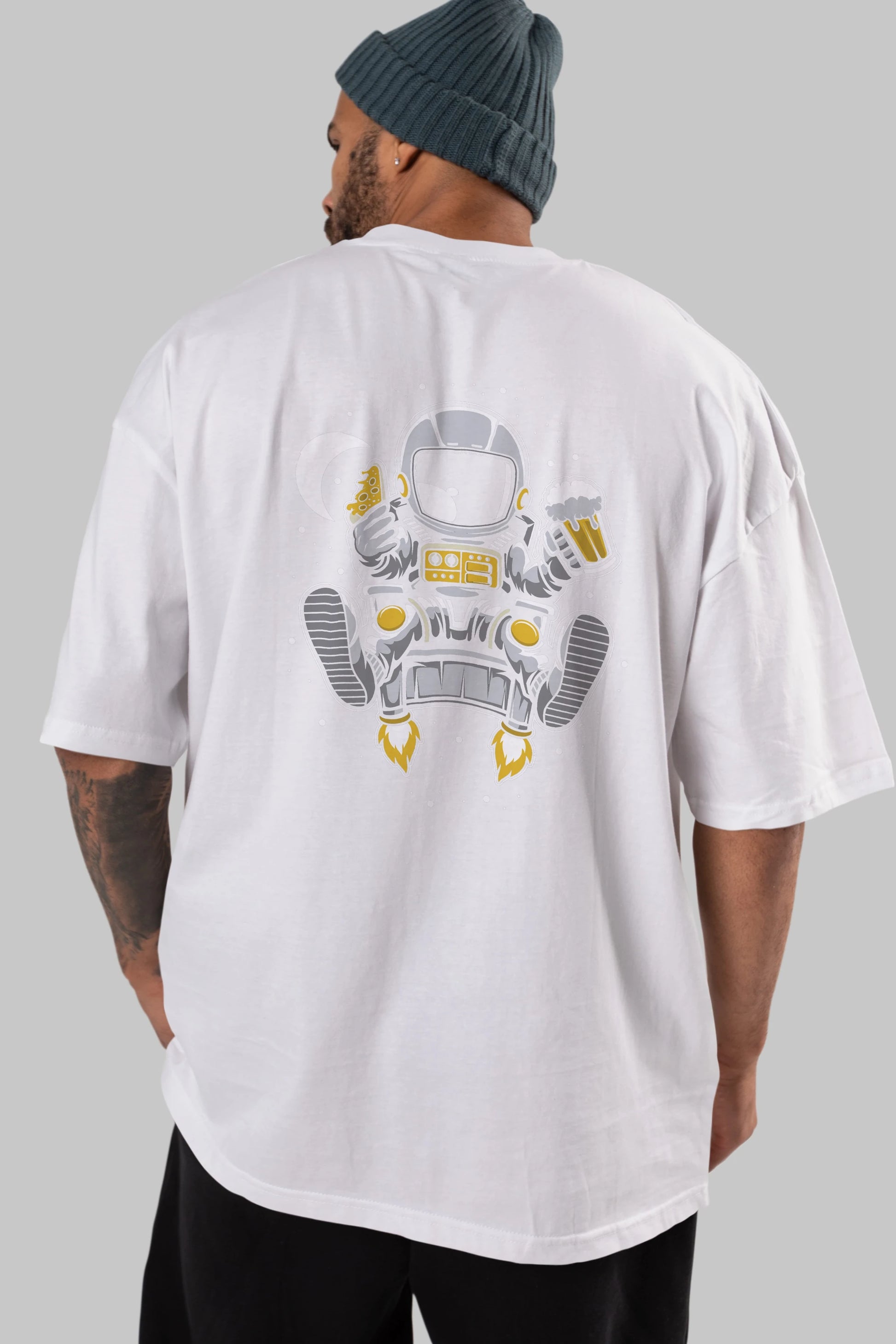 Astronaut Relax (2) Arka Baskılı Oversize t-shirt Erkek Kadın Unisex
