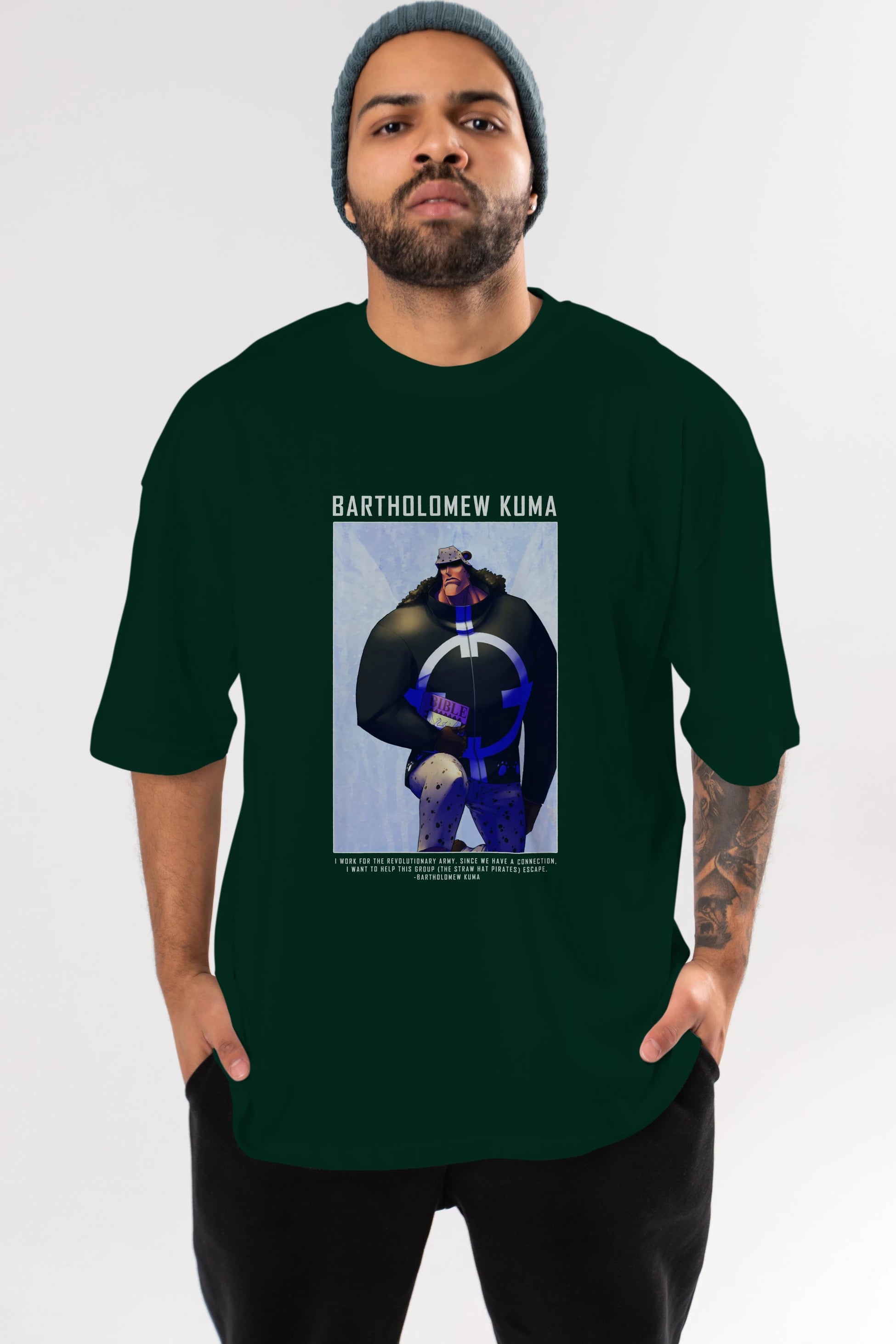Bartholomew Kuma Anime Ön Baskılı Oversize t-shirt Erkek Kadın Unisex
