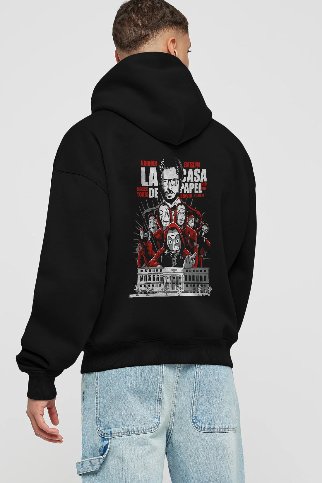 La Casa De Papel (2) Arka Baskılı Hoodie Oversize Kapüşonlu Sweatshirt Erkek Kadın Unisex