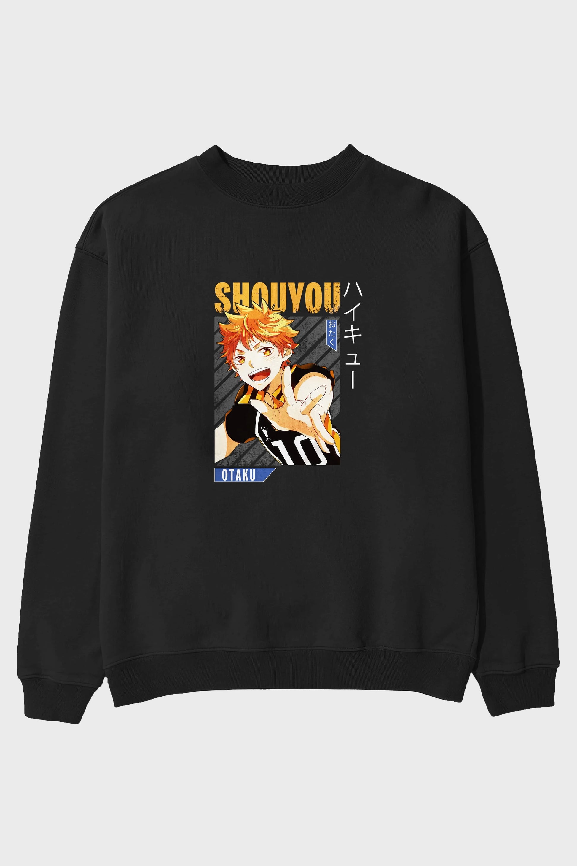 Shouyou Hinata 9 Anime Ön Baskılı Oversize Sweatshirt Erkek Kadın Unisex