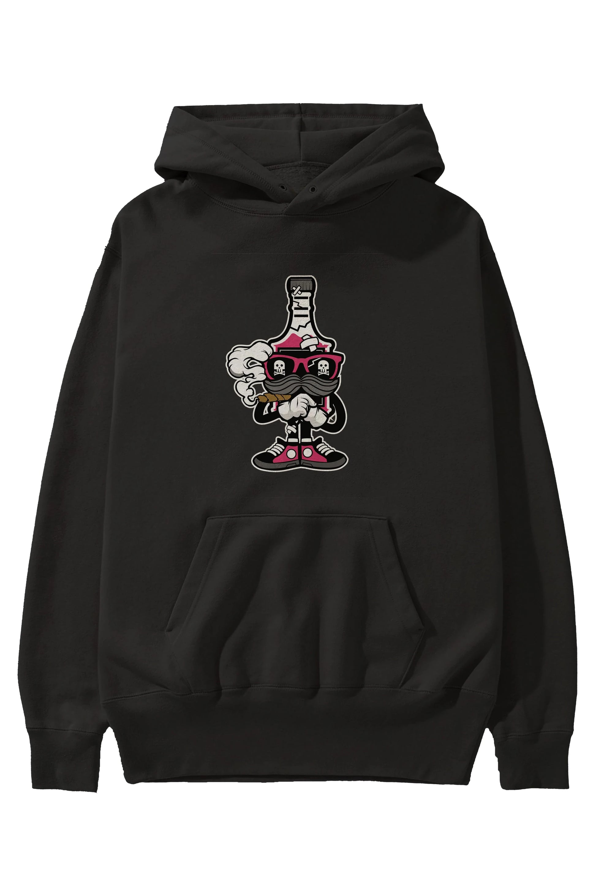 Vodka Bottle Ön Baskılı Hoodie Oversize Kapüşonlu Sweatshirt Erkek Kadın Unisex