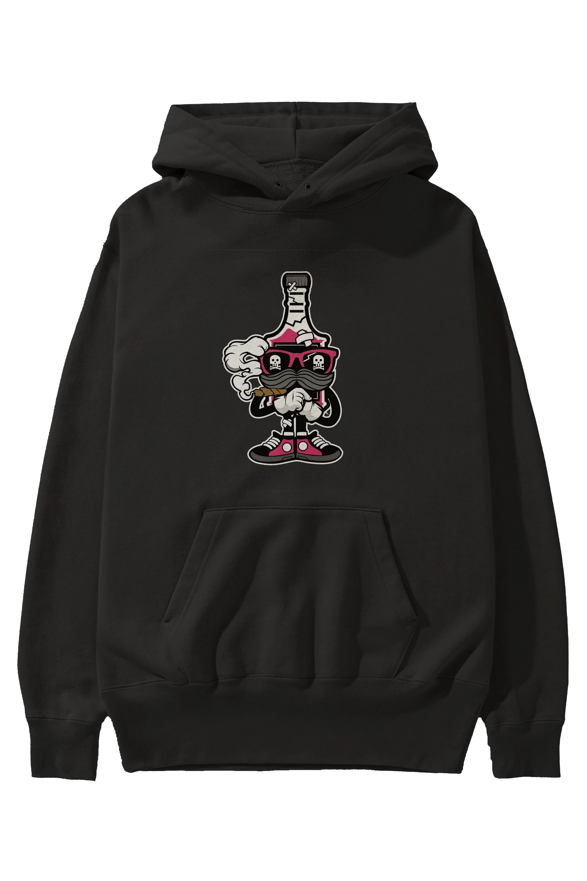 Vodka Bottle Ön Baskılı Hoodie Oversize Kapüşonlu Sweatshirt Erkek Kadın Unisex