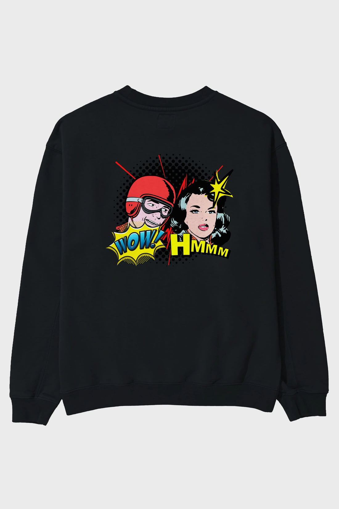 Comic Wow Yazılı Arka Baskılı Oversize Sweatshirt Erkek Kadın Unisex