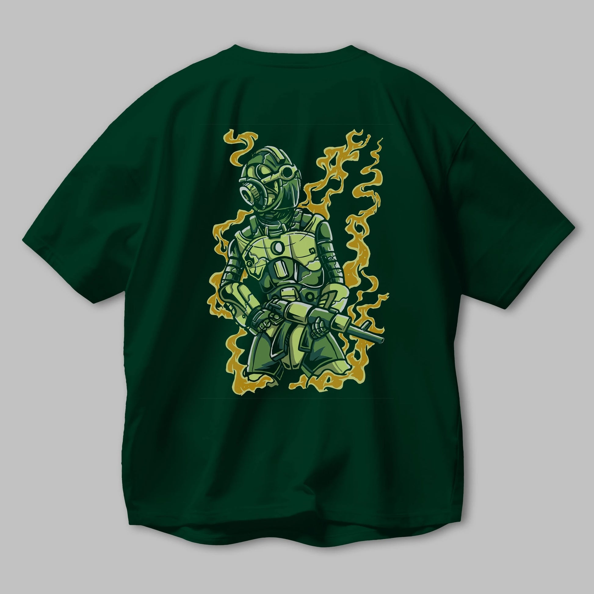 Robot Soldier Arka Baskılı Oversize t-shirt Erkek Kadın Unisex %100 Pamuk