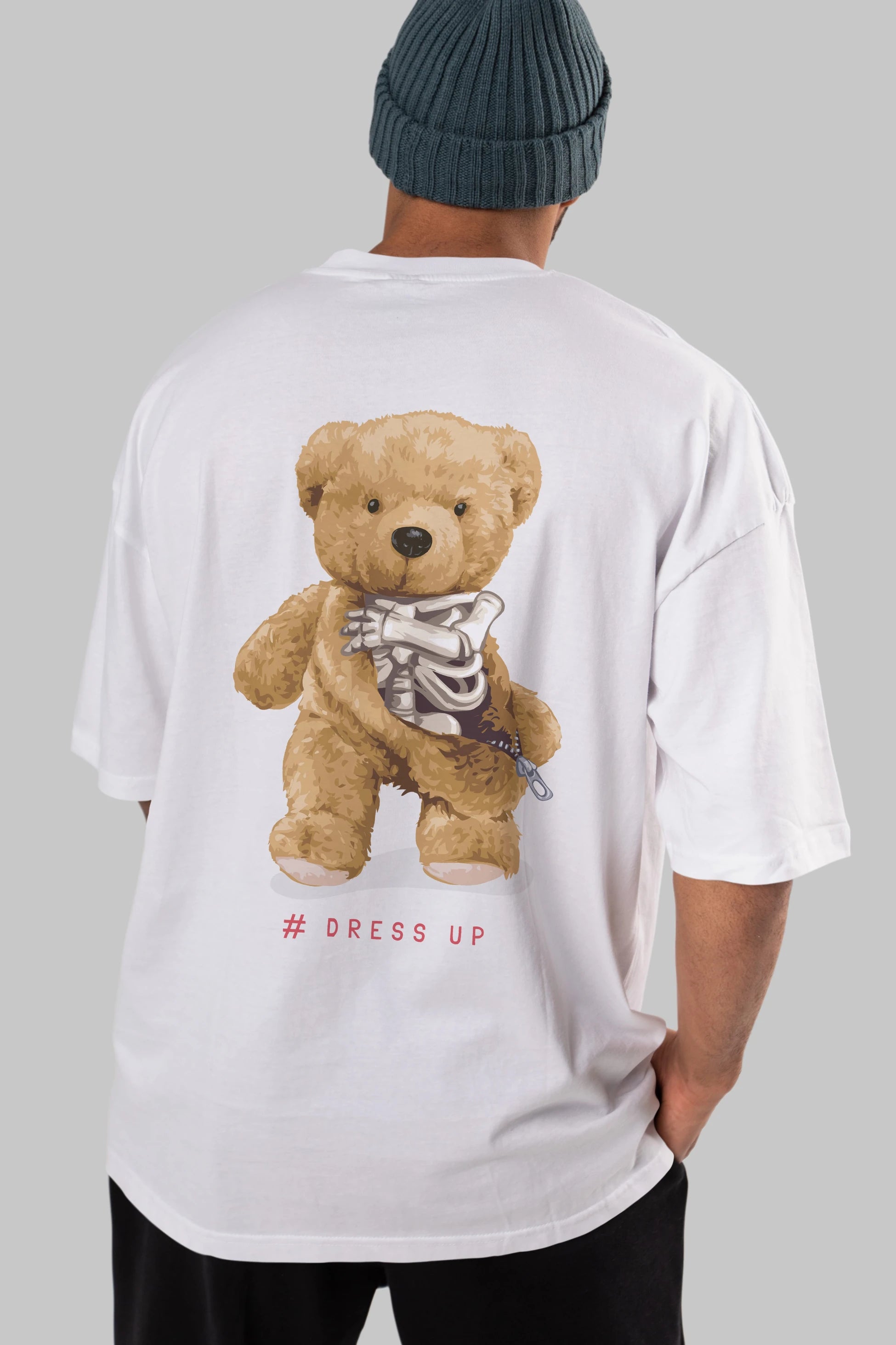 Teddy Bear Dress Up Arka Baskılı Oversize t-shirt Erkek Kadın Unisex %100 Pamuk