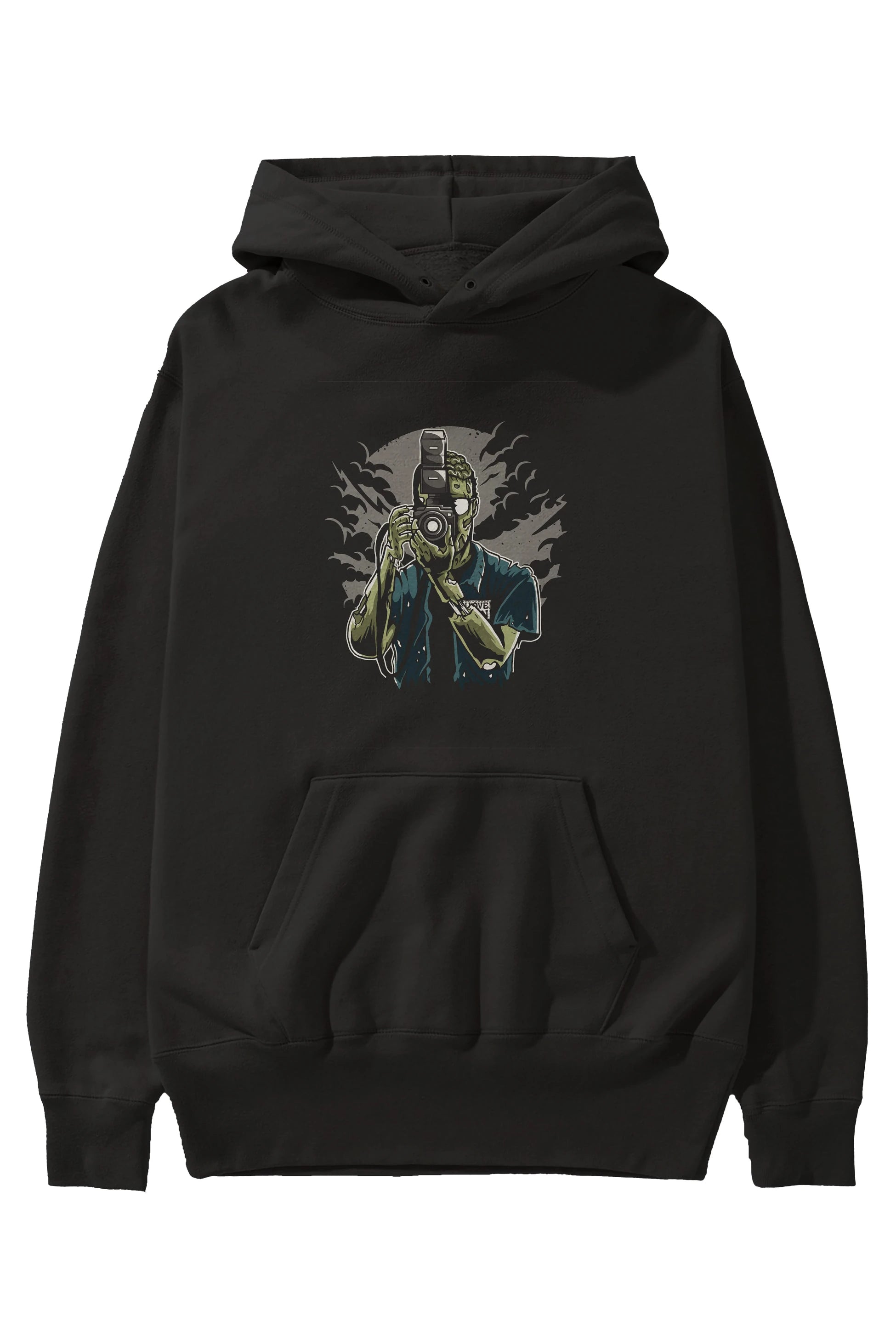 Zombie Photographer Ön Baskılı Hoodie Oversize Kapüşonlu Sweatshirt Erkek Kadın Unisex
