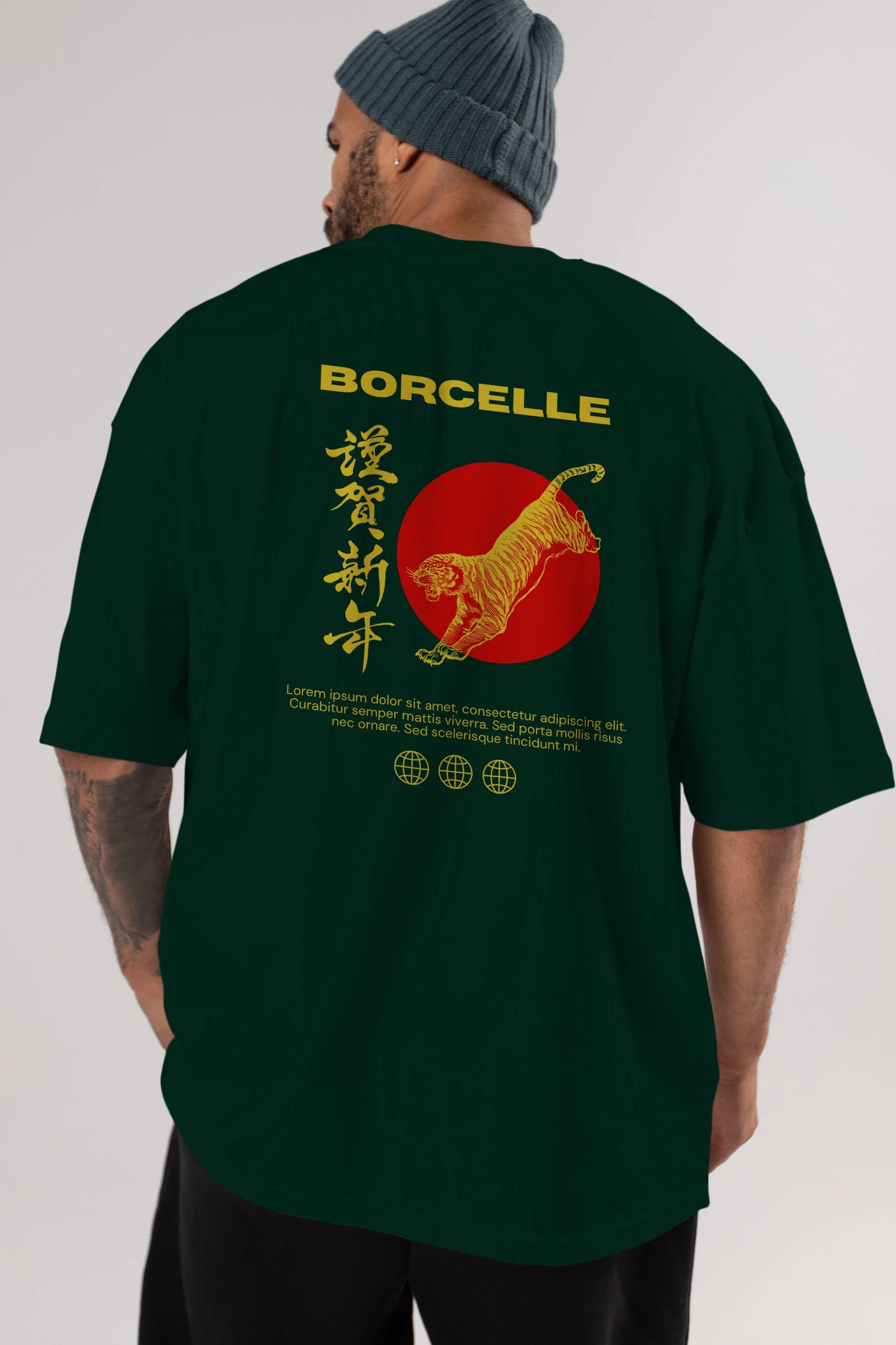 Borcelle Tiger Streetwear Arka Baskılı Oversize t-shirt Erkek Kadın Unisex