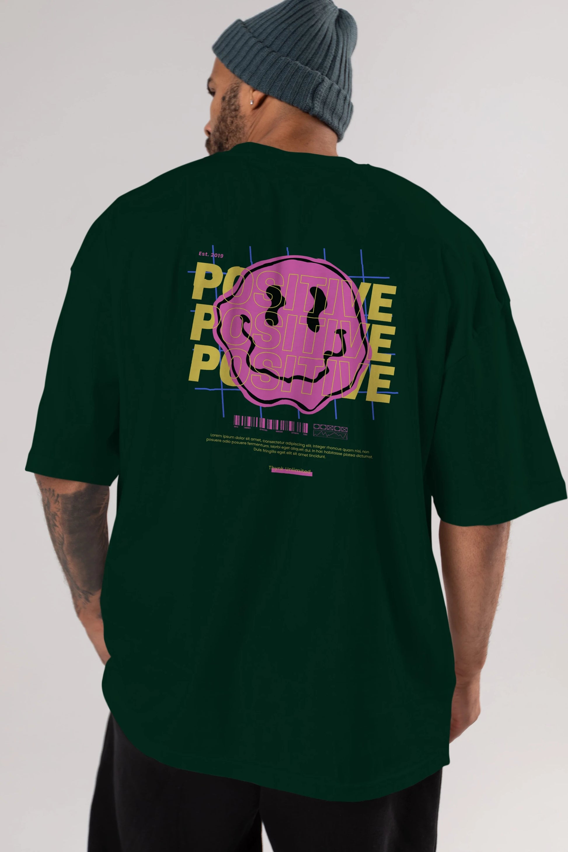Positive 2 Arka Baskılı Oversize t-shirt Erkek Kadın Unisex
