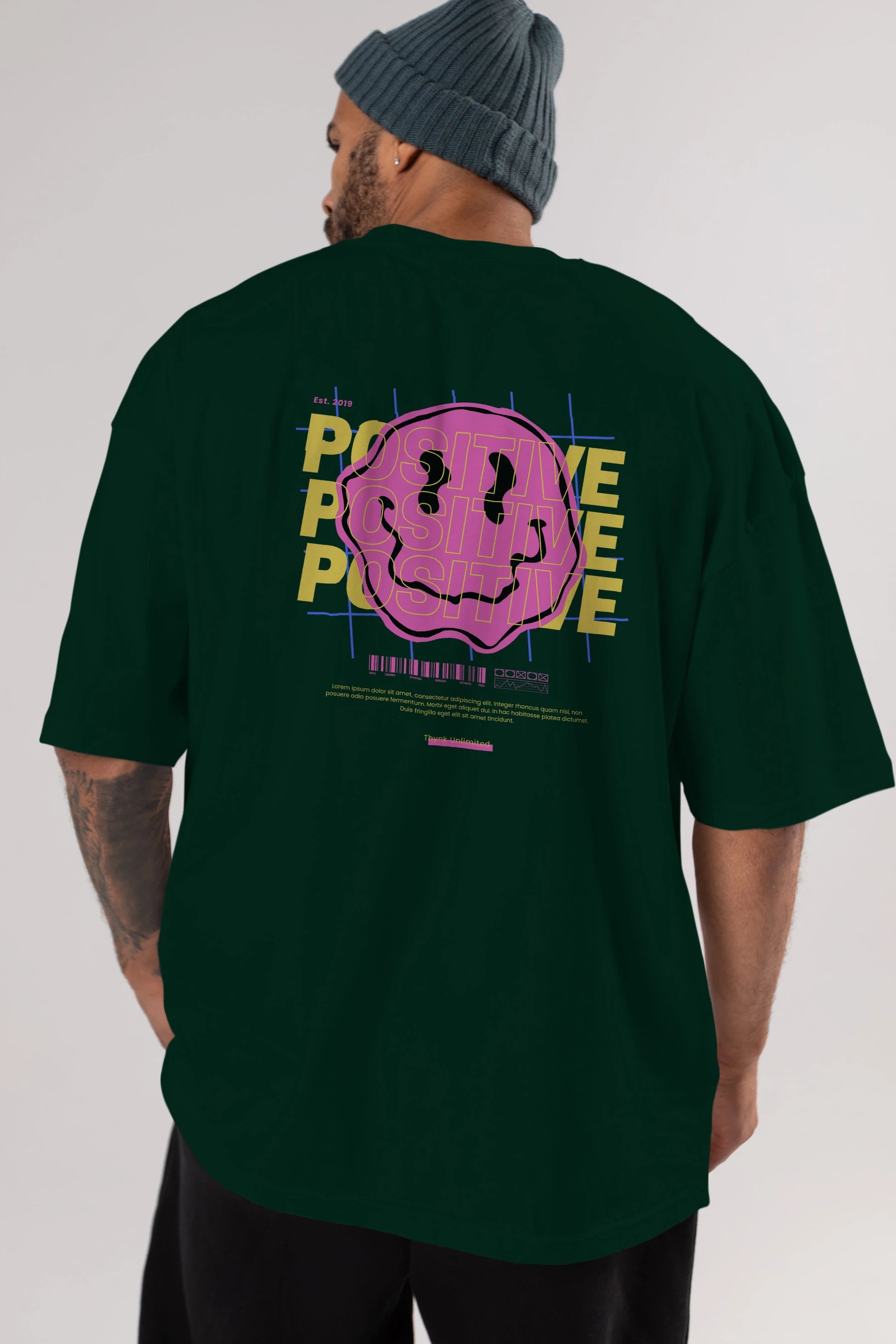 Positive 2 Arka Baskılı Oversize t-shirt Erkek Kadın Unisex