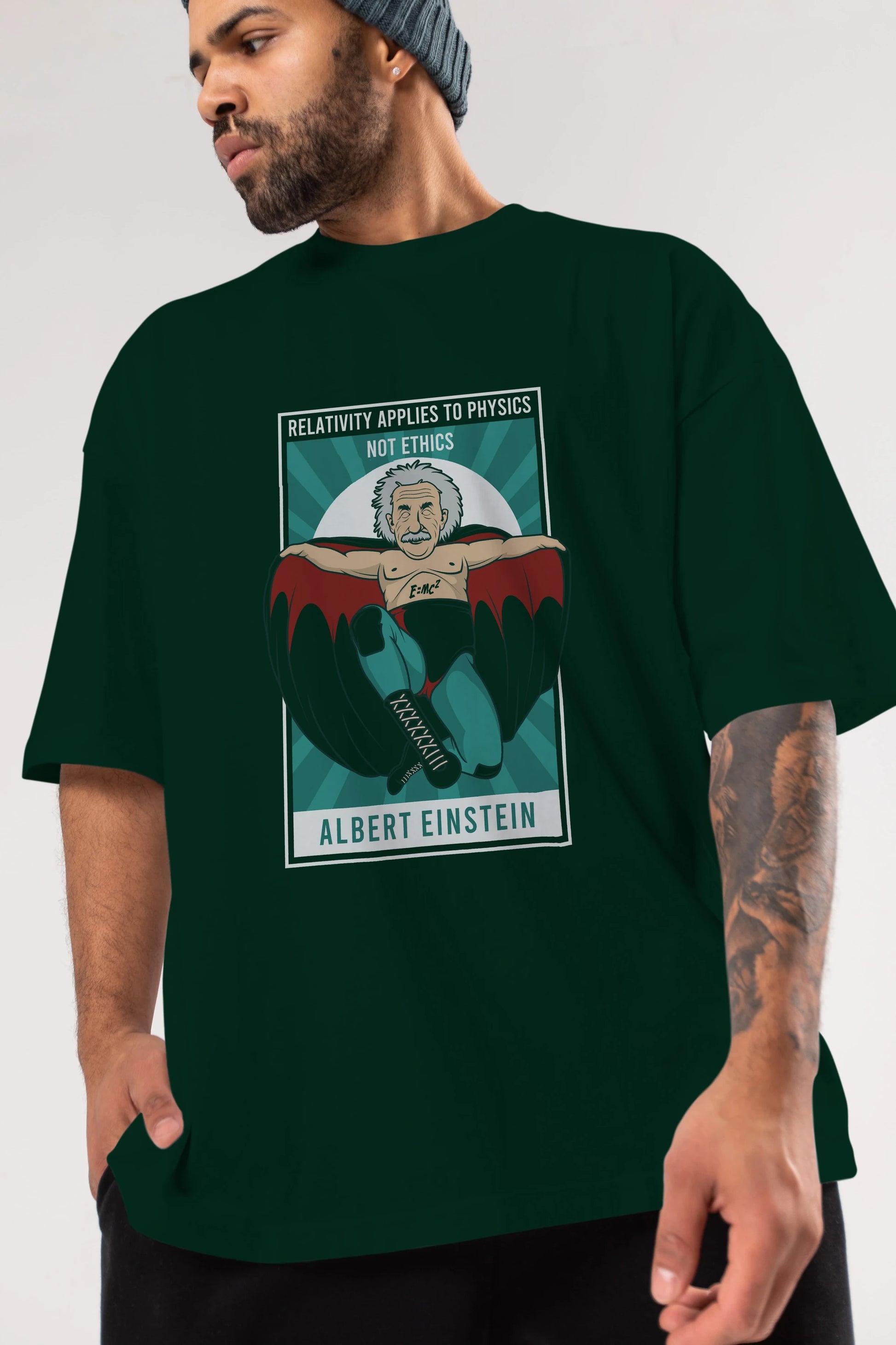 Nacho Libre Einstein Ön Baskılı Oversize t-shirt Erkek Kadın Unisex %100 Pamuk tişort