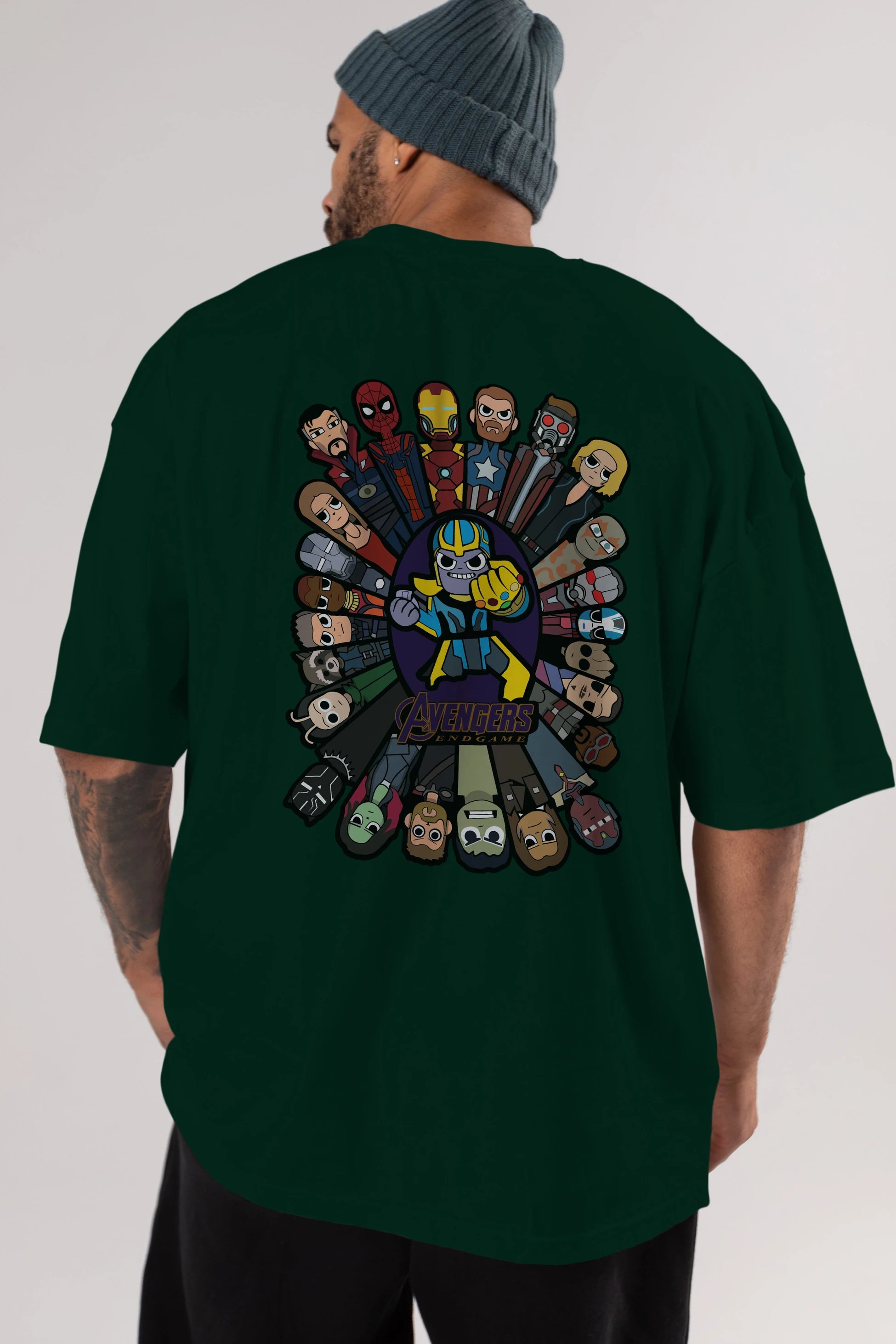 The Avengers (2) Arka Baskılı Oversize t-shirt Erkek Kadın Unisex %100 Pamuk Bisiklet Yaka tişort