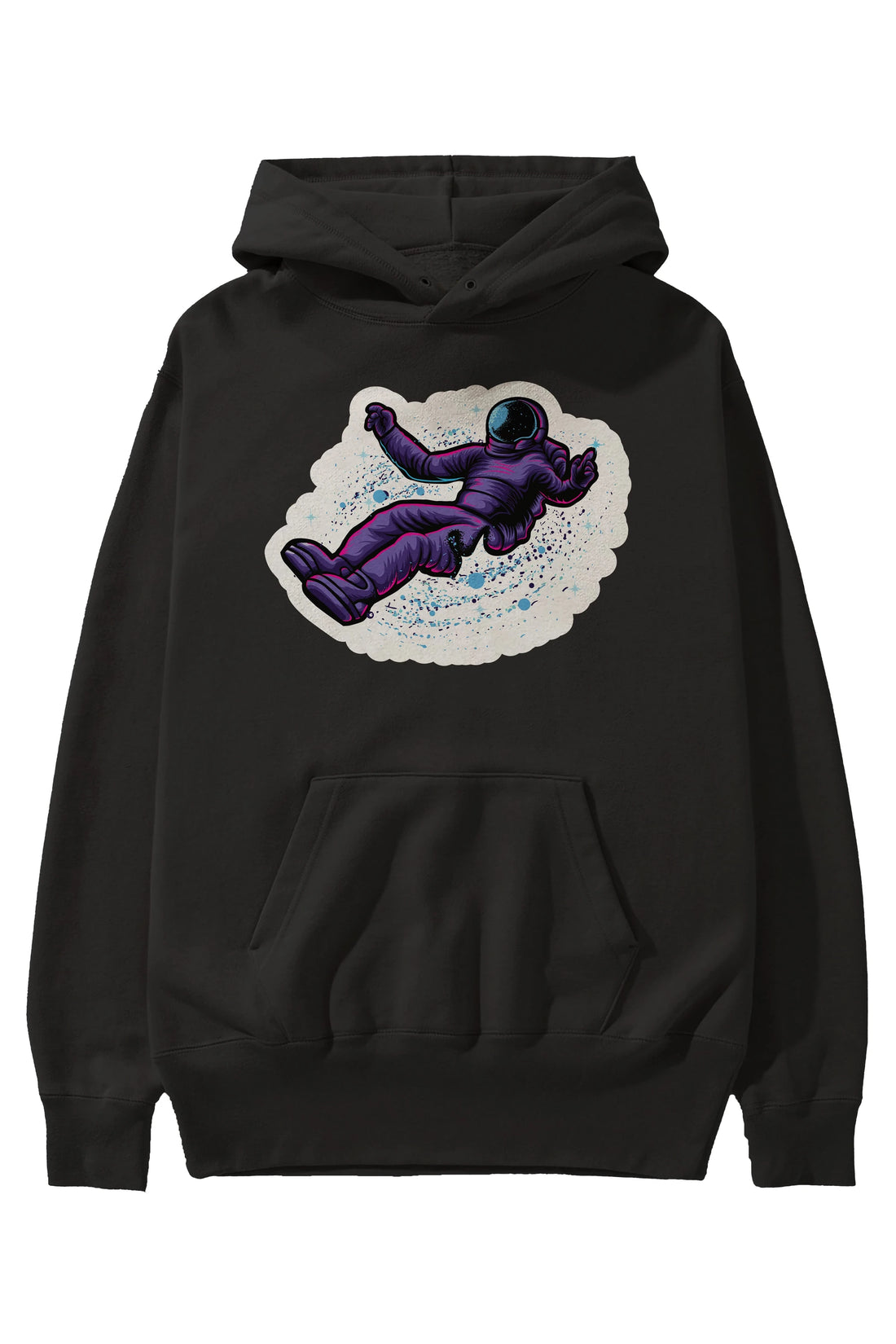 Having fun in outer space sticker Ön Baskılı Hoodie Oversize Kapüşonlu Sweatshirt Erkek Kadın Unisex