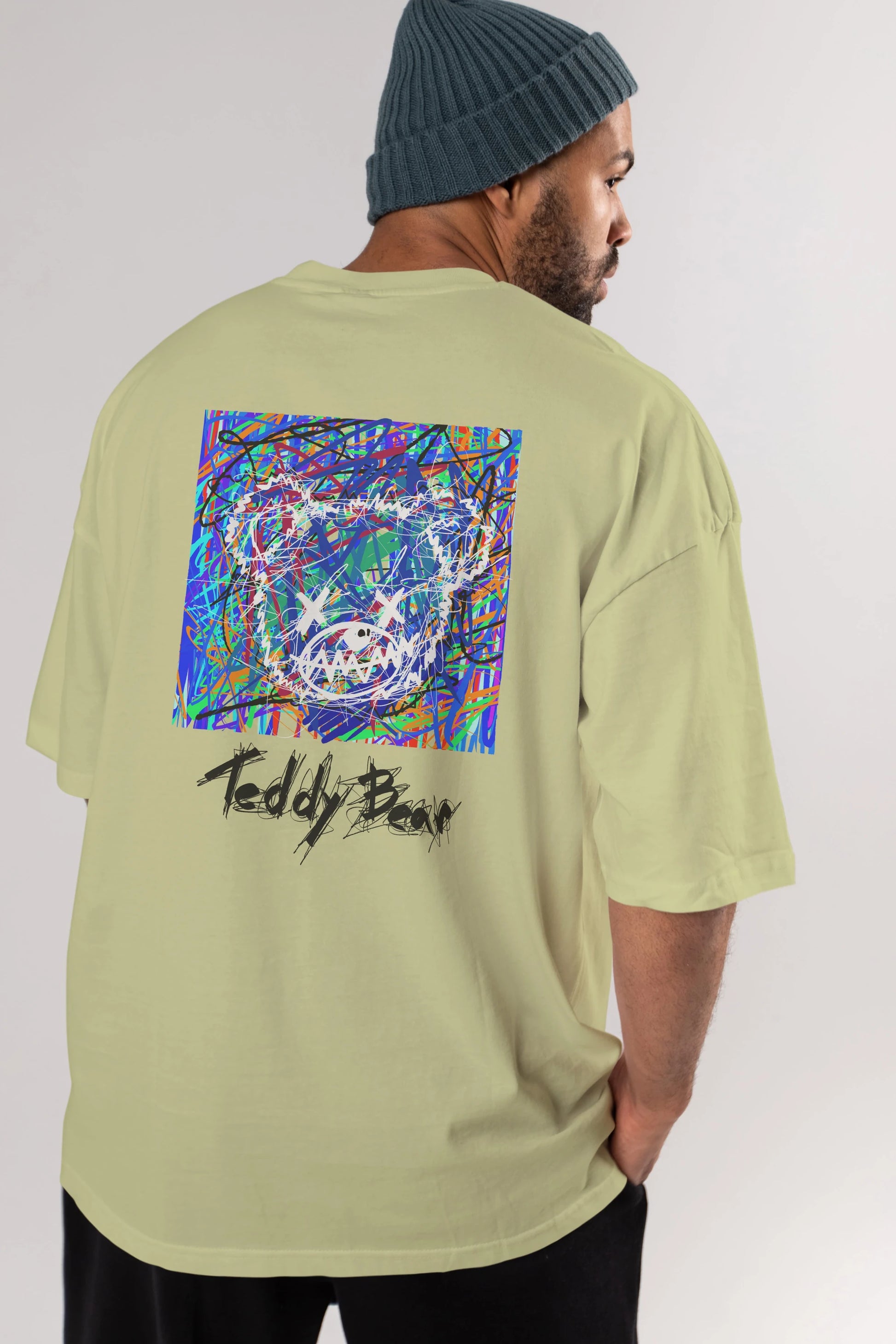 Teddy Bear 3 Arka Baskılı Oversize t-shirt Erkek Kadın Unisex