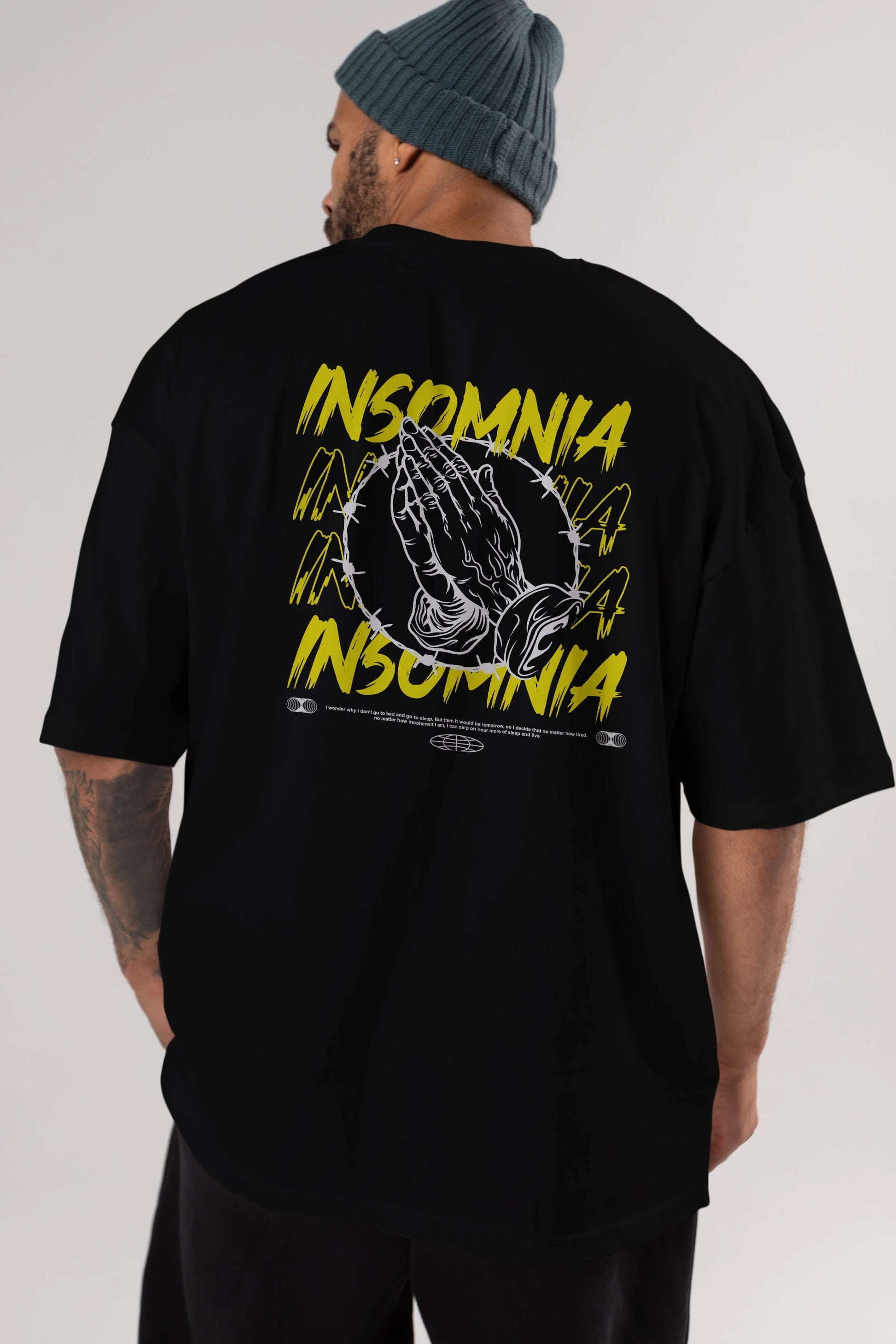 Insomnia Streetwear Arka Baskılı Oversize t-shirt Erkek Kadın Unisex