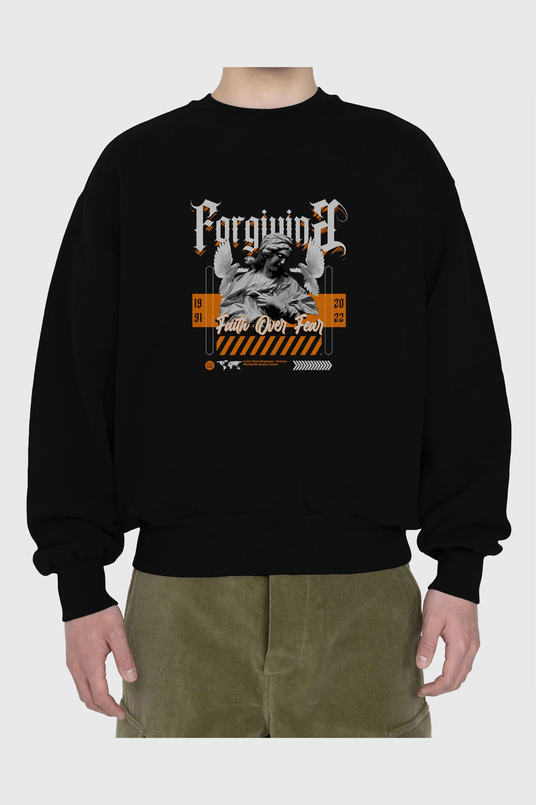 Faith Over Fear 2 Ön Baskılı Oversize Sweatshirt Erkek Kadın Unisex