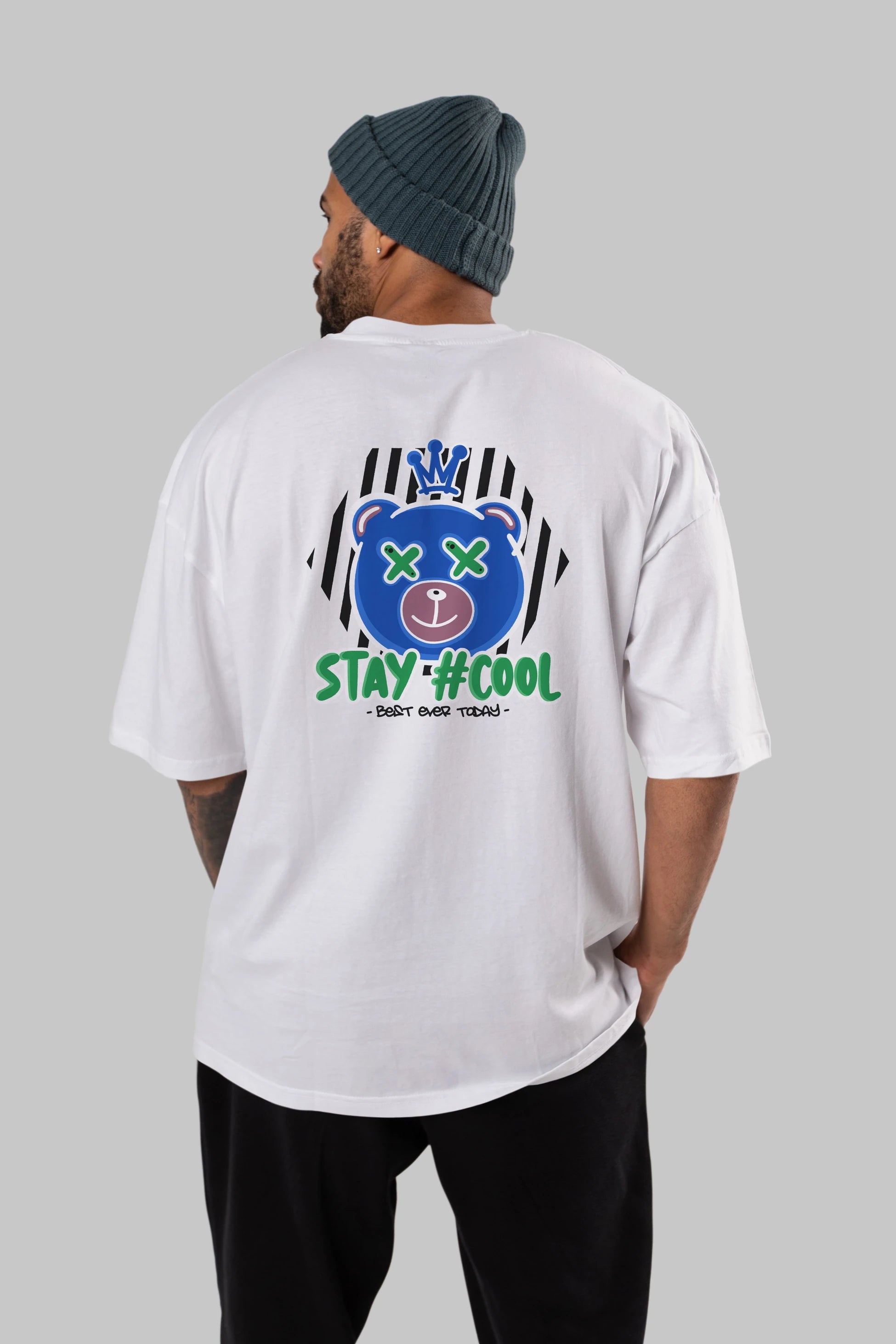 Stay Cool Bear Arka Baskılı Oversize t-shirt Erkek Kadın Unisex