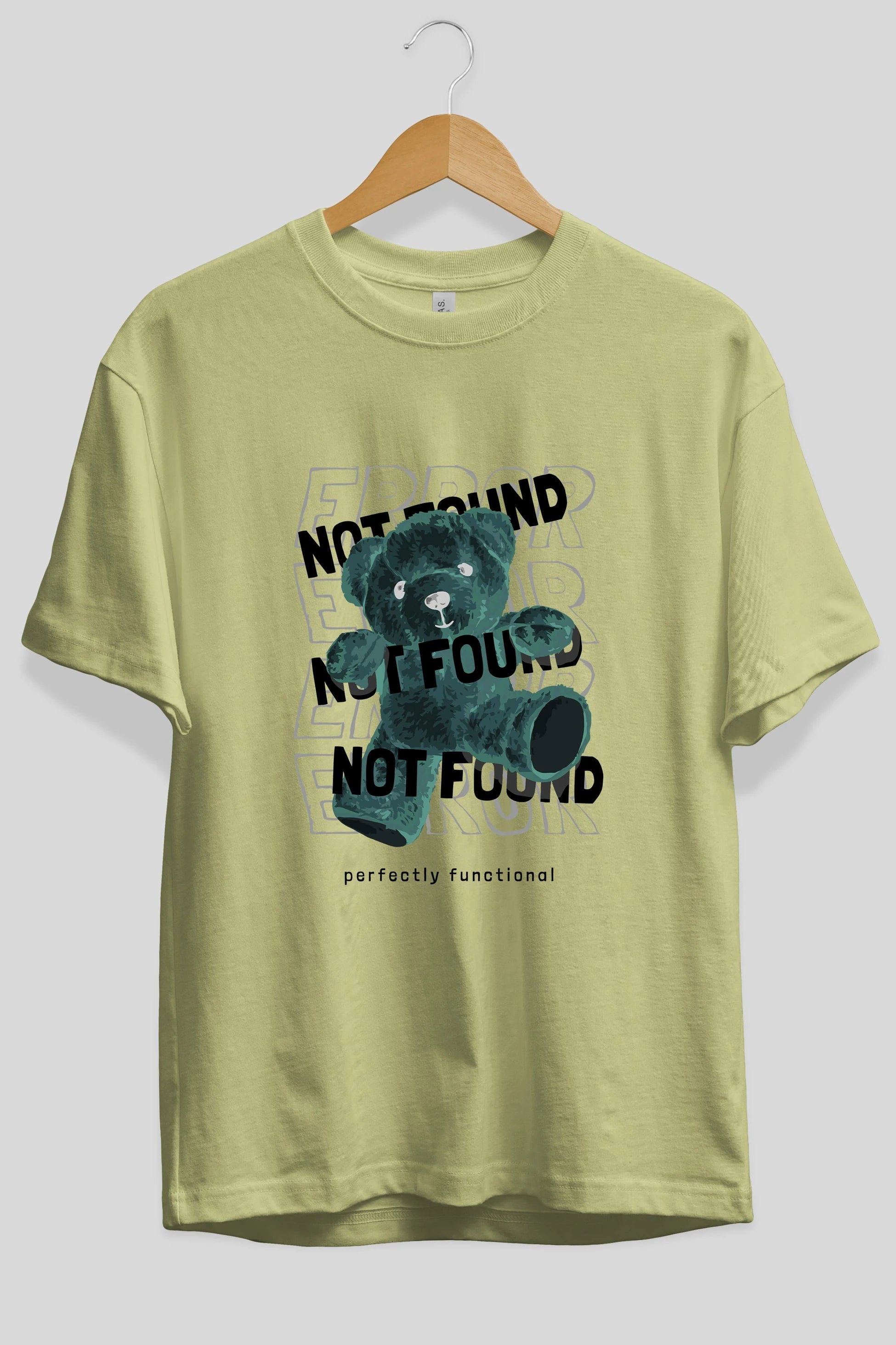 Error Not Found Bear Ön Baskılı Oversize t-shirt Erkek Kadın Unisex