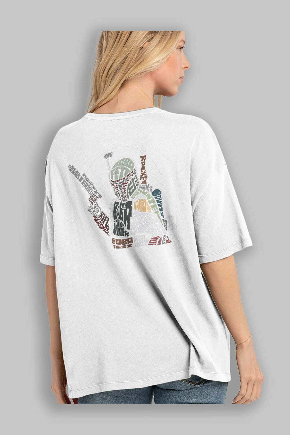 Boba Fett Arka Baskılı Oversize t-shirt %100 pamuk Erkek Kadın Unisex