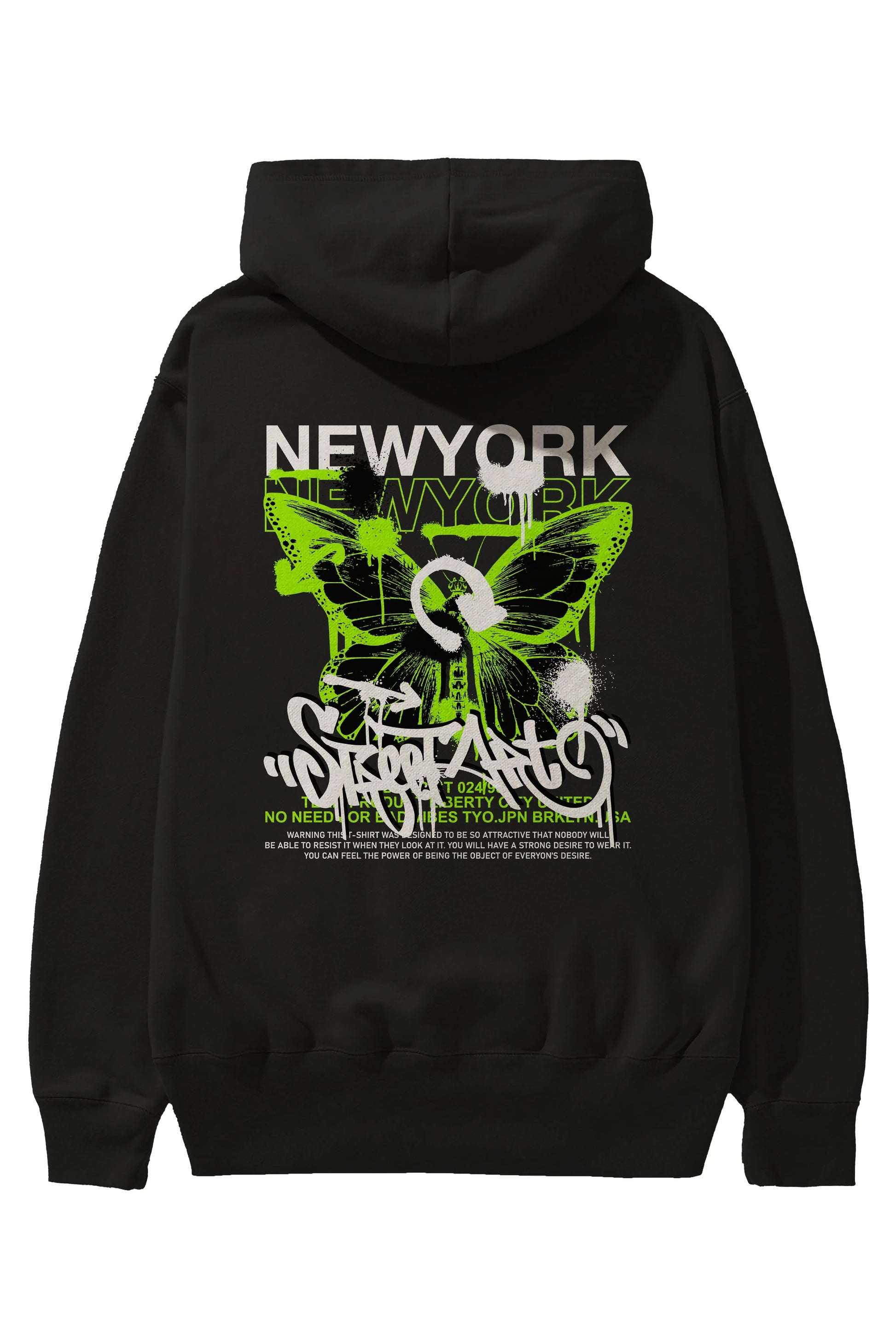New York Street Style Arka Baskılı Hoodie Oversize Kapüşonlu Sweatshirt Erkek Kadın Unisex