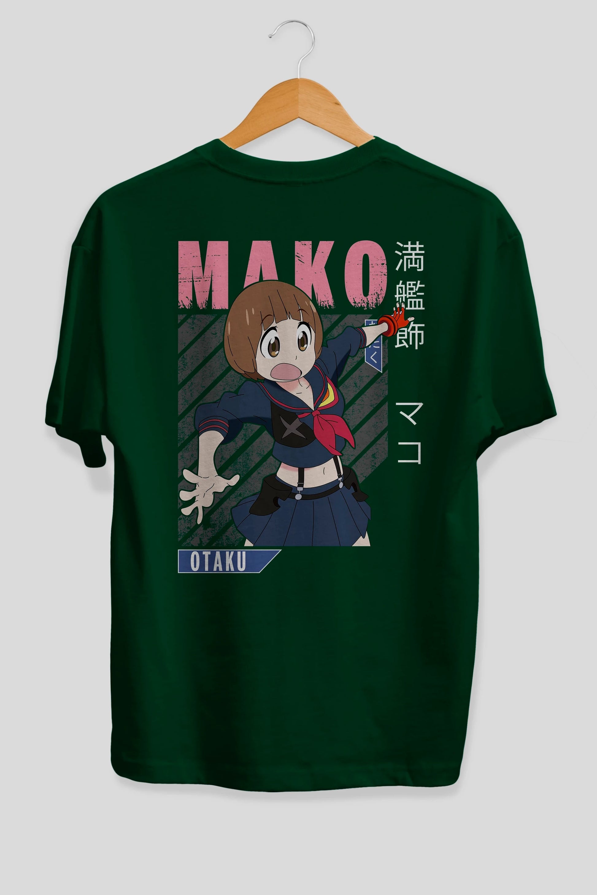 Mako Mankanshoku 2 Anime Arka Baskılı Oversize t-shirt Erkek Kadın Unisex