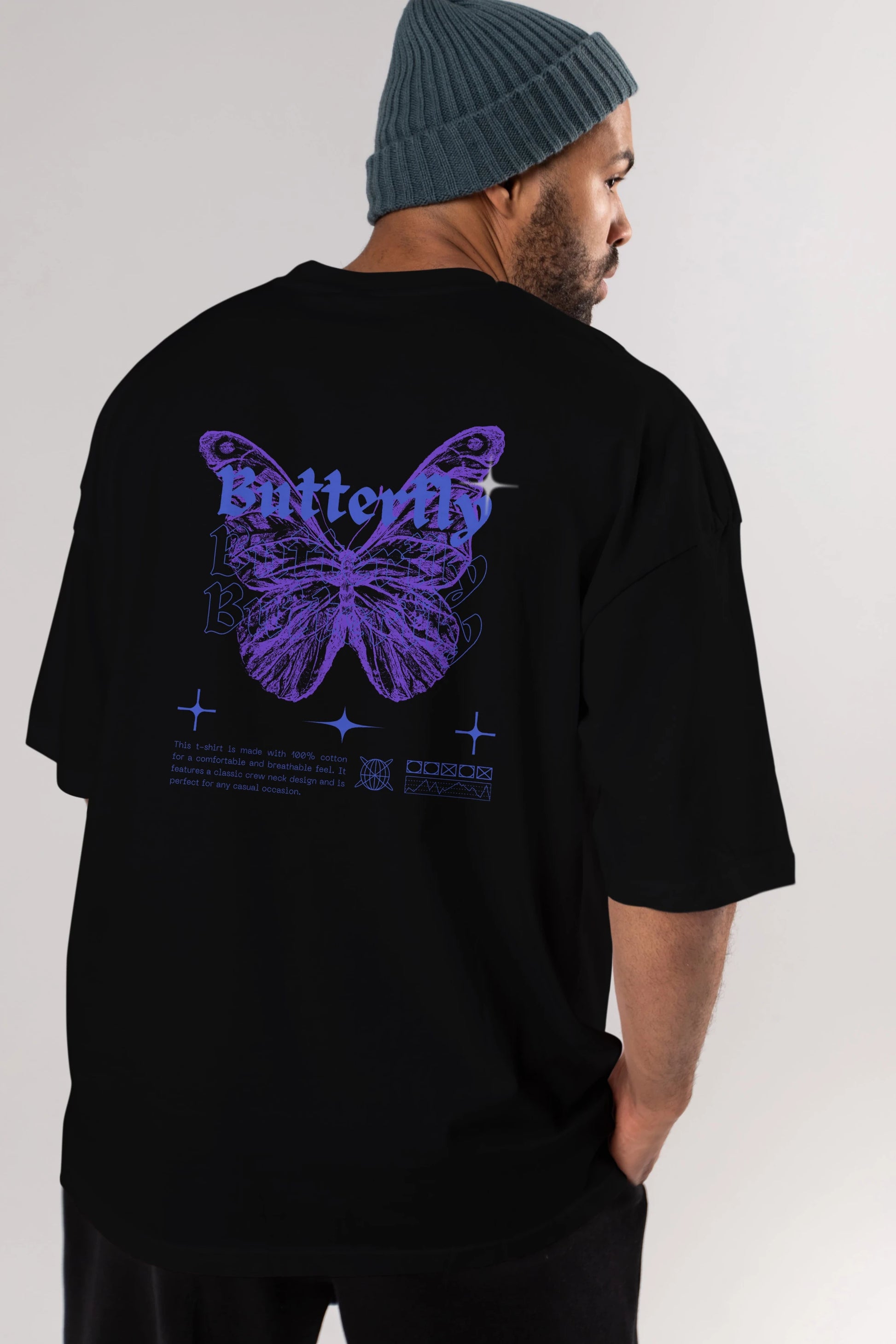 Butterfly Streetwear Arka Baskılı Oversize t-shirt Erkek Kadın Unisex