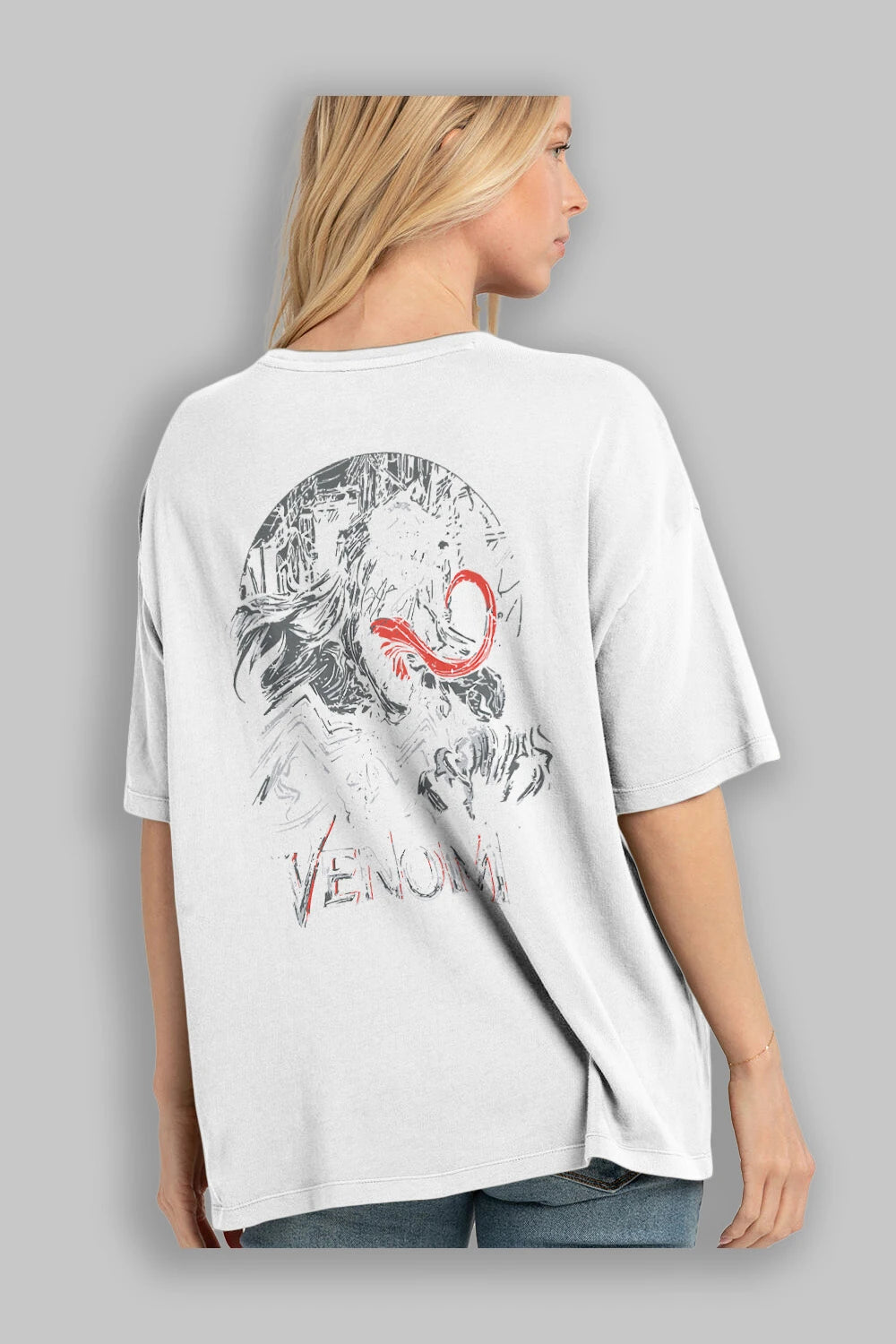 Venom (13) Arka Baskılı Oversize t-shirt Erkek Kadın Unisex %100 Pamuk Bisiklet Yaka tişort