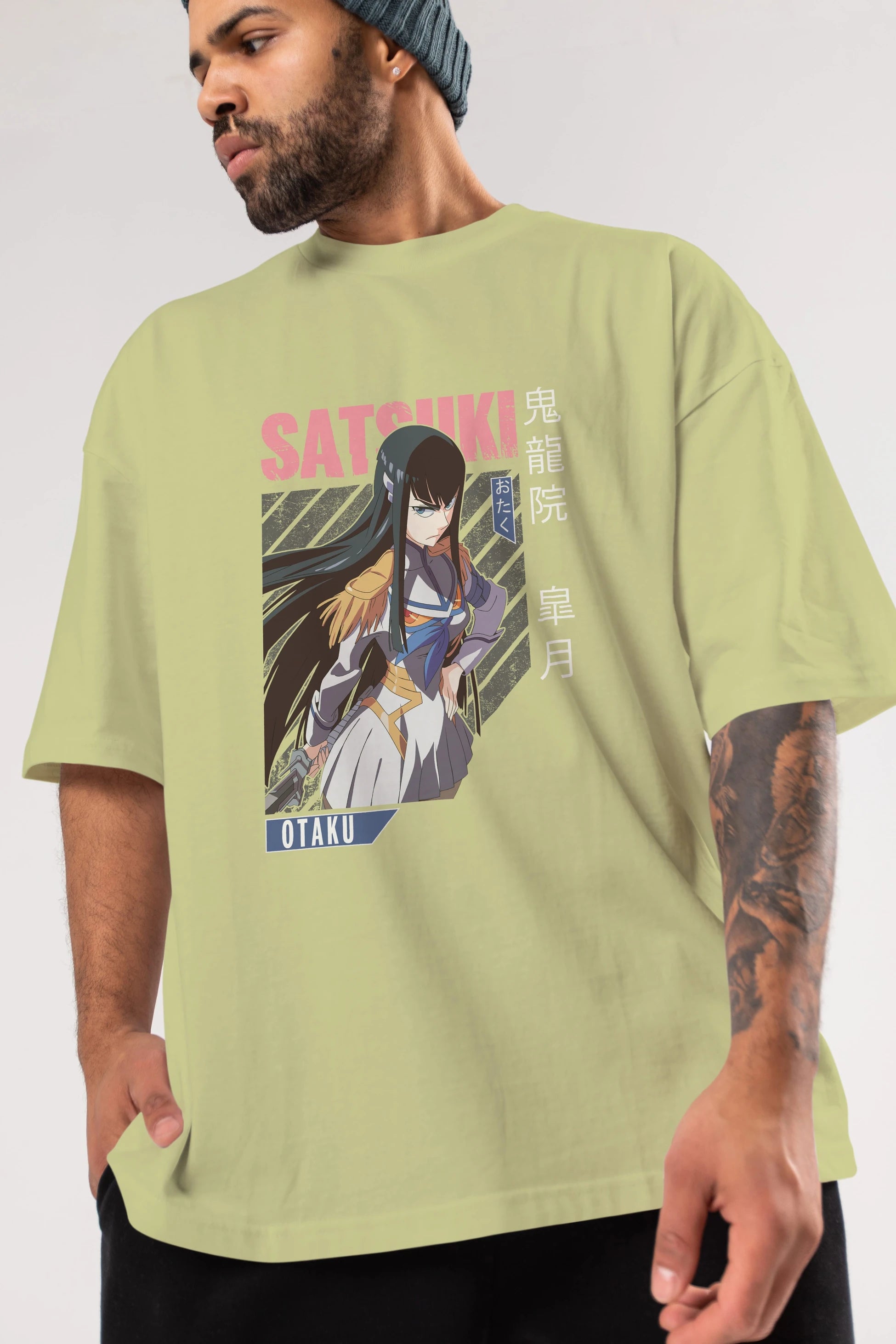Satsuki Kiryuuin 8 Anime Ön Baskılı Oversize t-shirt %100 pamuk Erkek Kadın Unisex