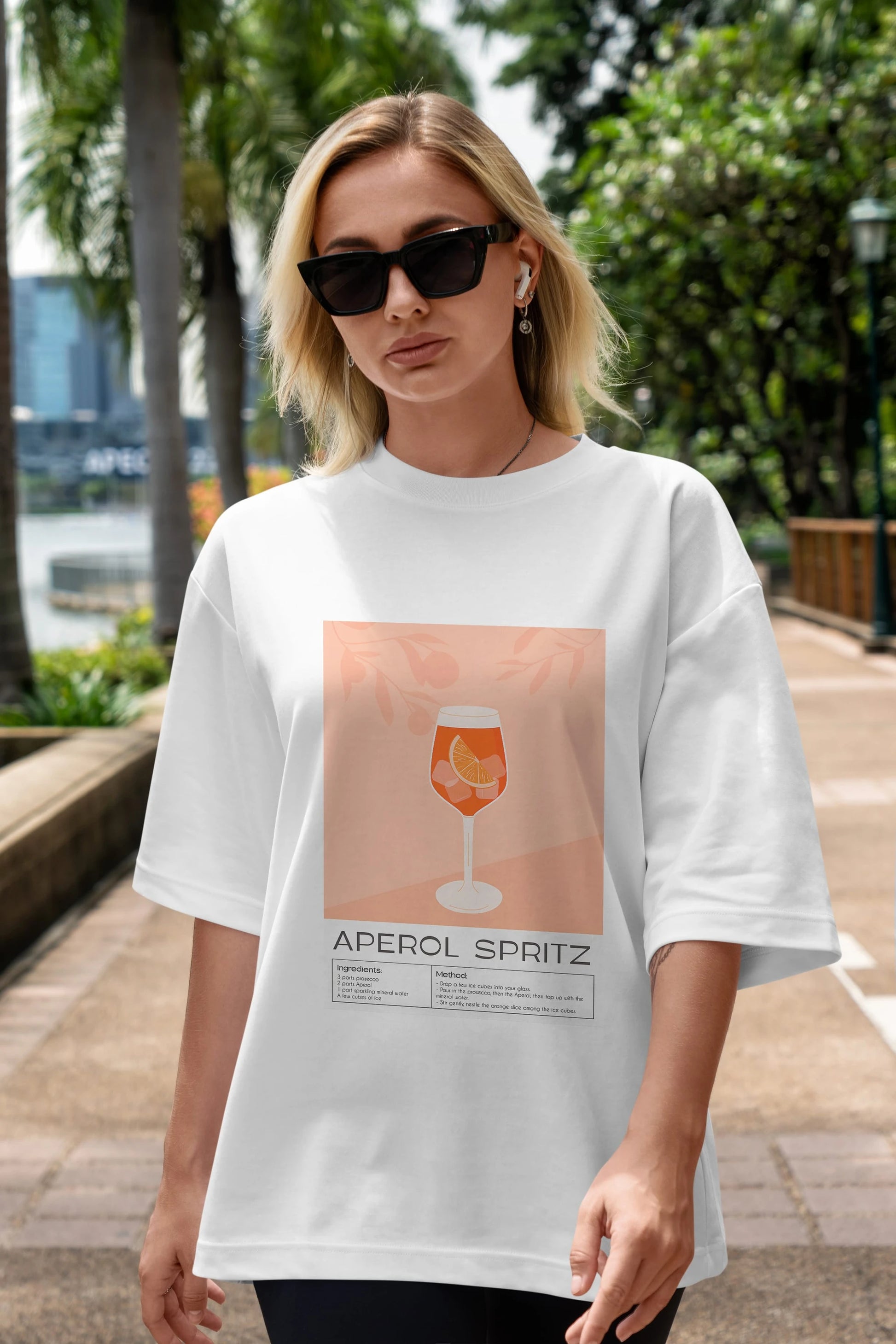 Aperol Spritz 7 Ön Baskılı Oversize t-shirt Erkek Kadın Unisex %100 Pamuk Bisiklet Yaka tişort