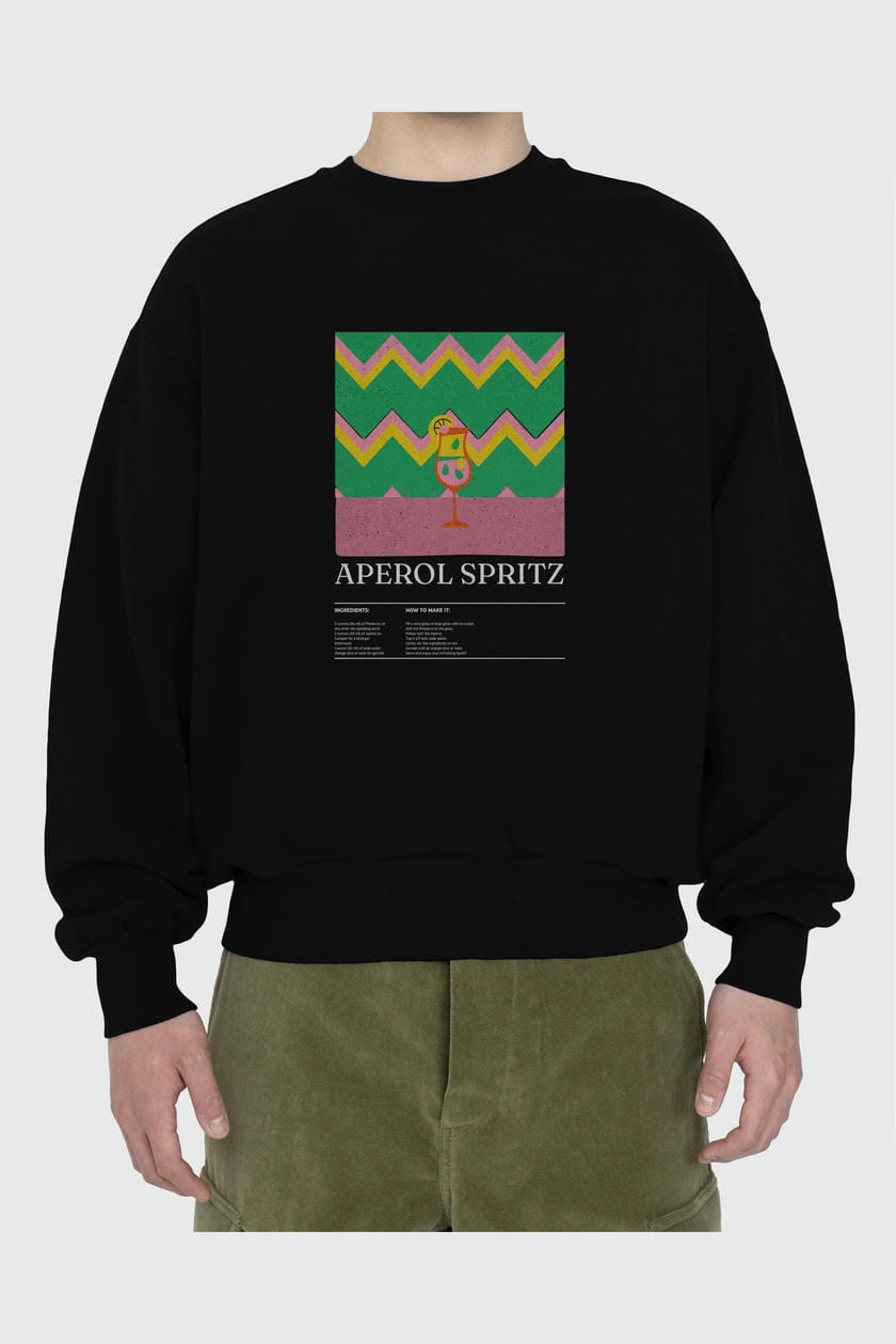 Aperol Spritz ön Baskılı Oversize Sweatshirt Erkek Kadın Unisex